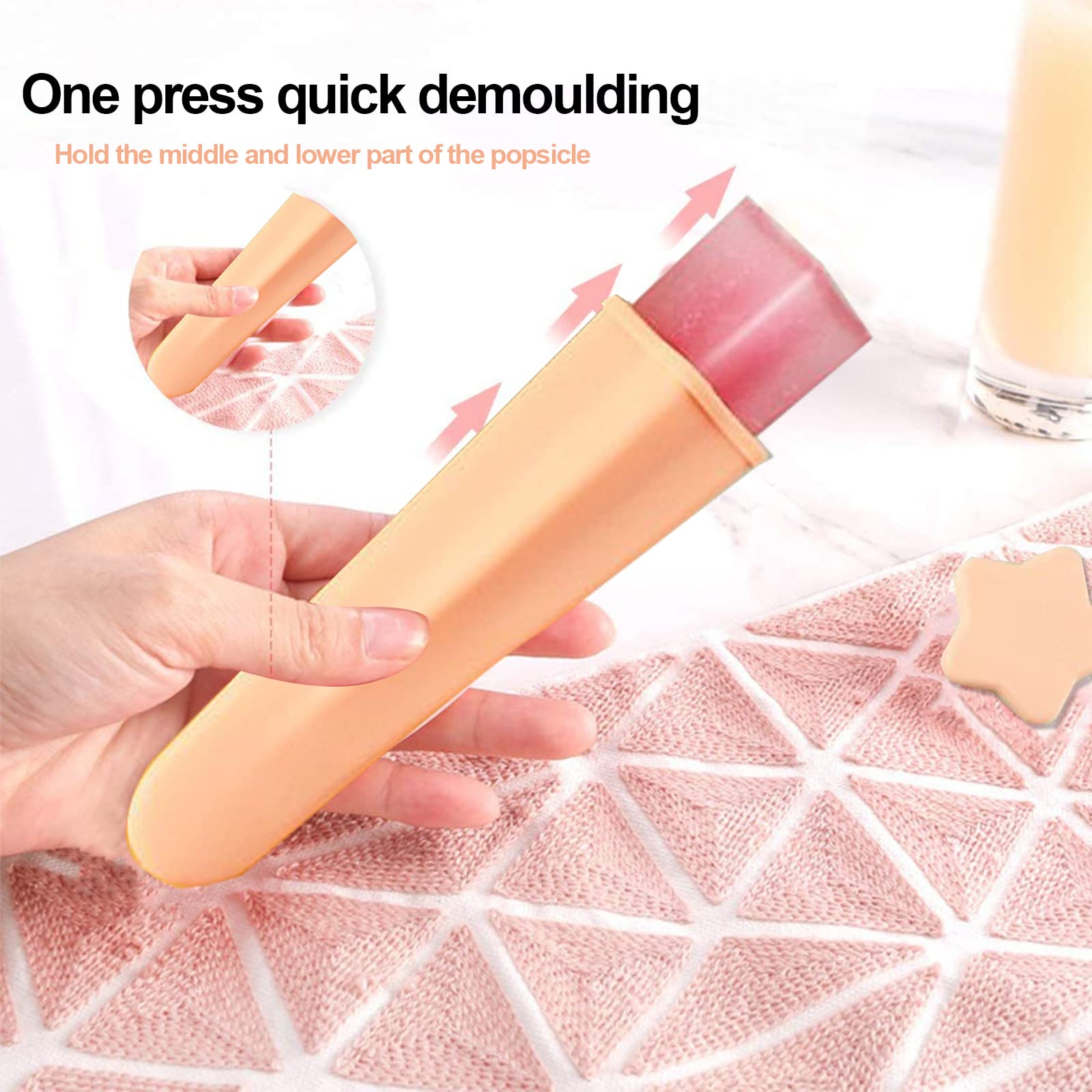 Silicone Ice Pop Molds, 8 Pcs Reusable Hand Held Silicone Ice Popsicles Makers For Kids, Multicolored Round Shaped Ice Pop Molds