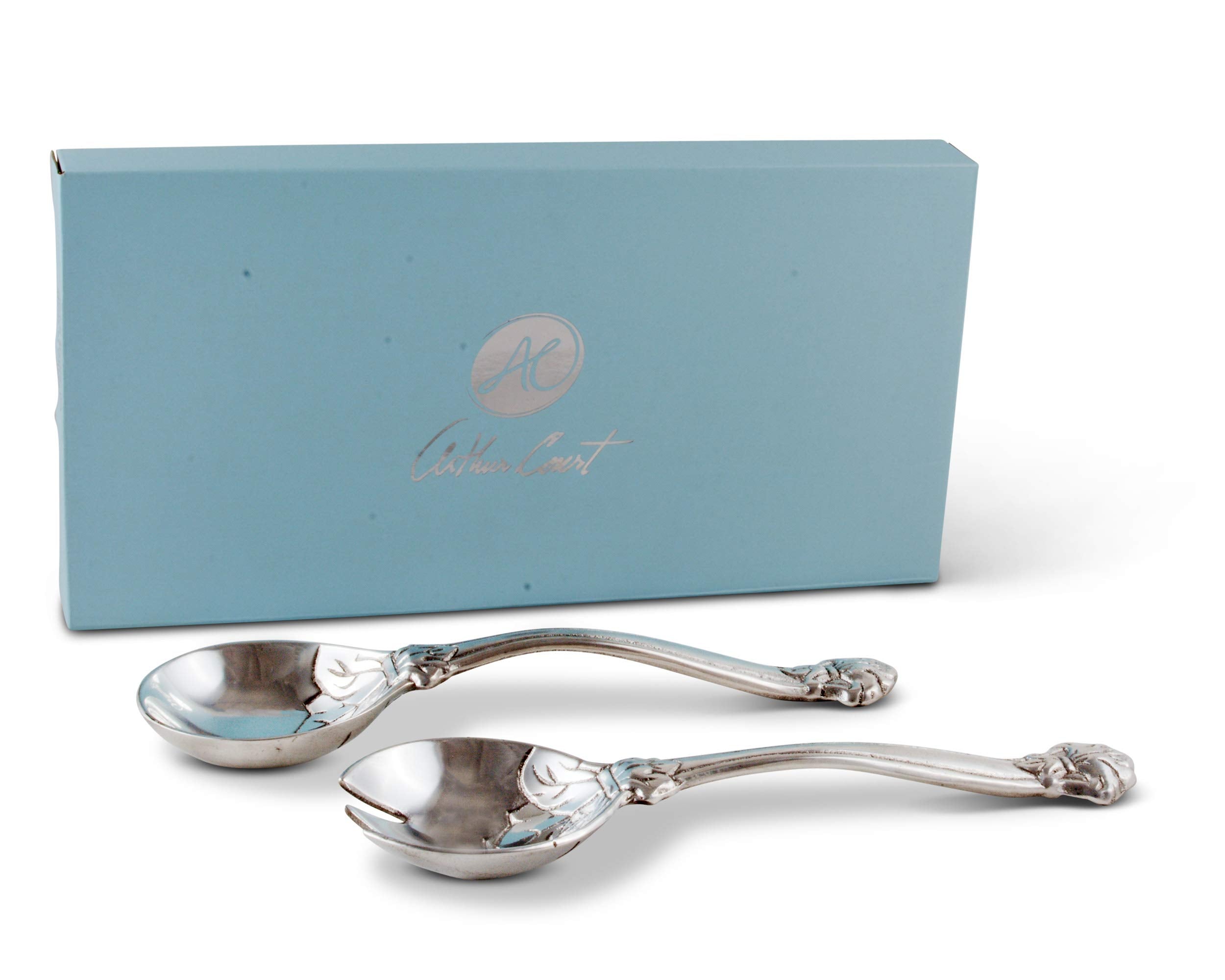 Arthur Court Aluminum Metal Fleur-De-Lis Serving Set Heavy Fleur-De-Lys Silverware Fork 11 Inch Long