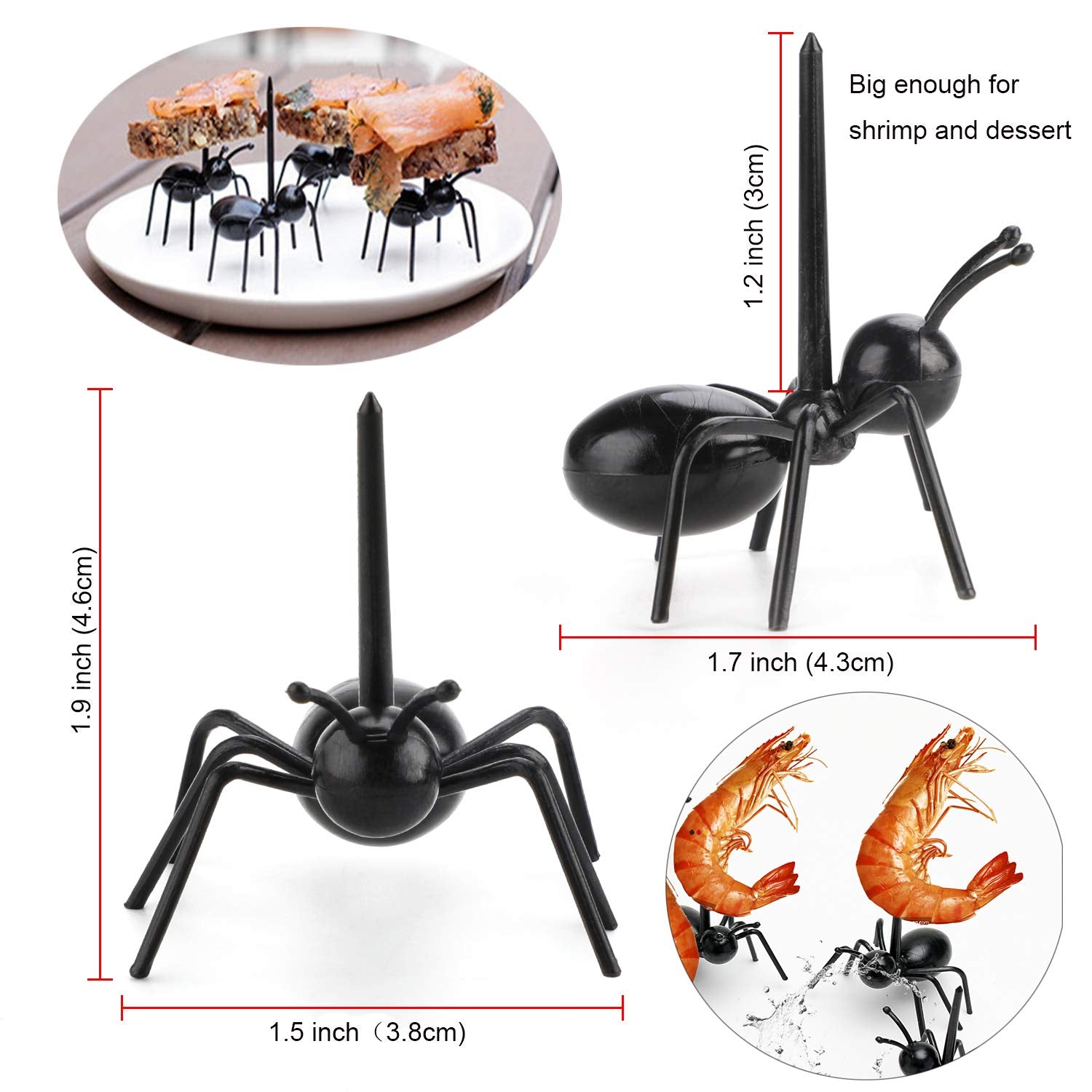 Ant Toothpicks Fruit Dessert Fork (24Pcs) - Ootsr Reusable Ant Food Pick Animal Appetizer Forks For Snack Cake Dessert With Stor