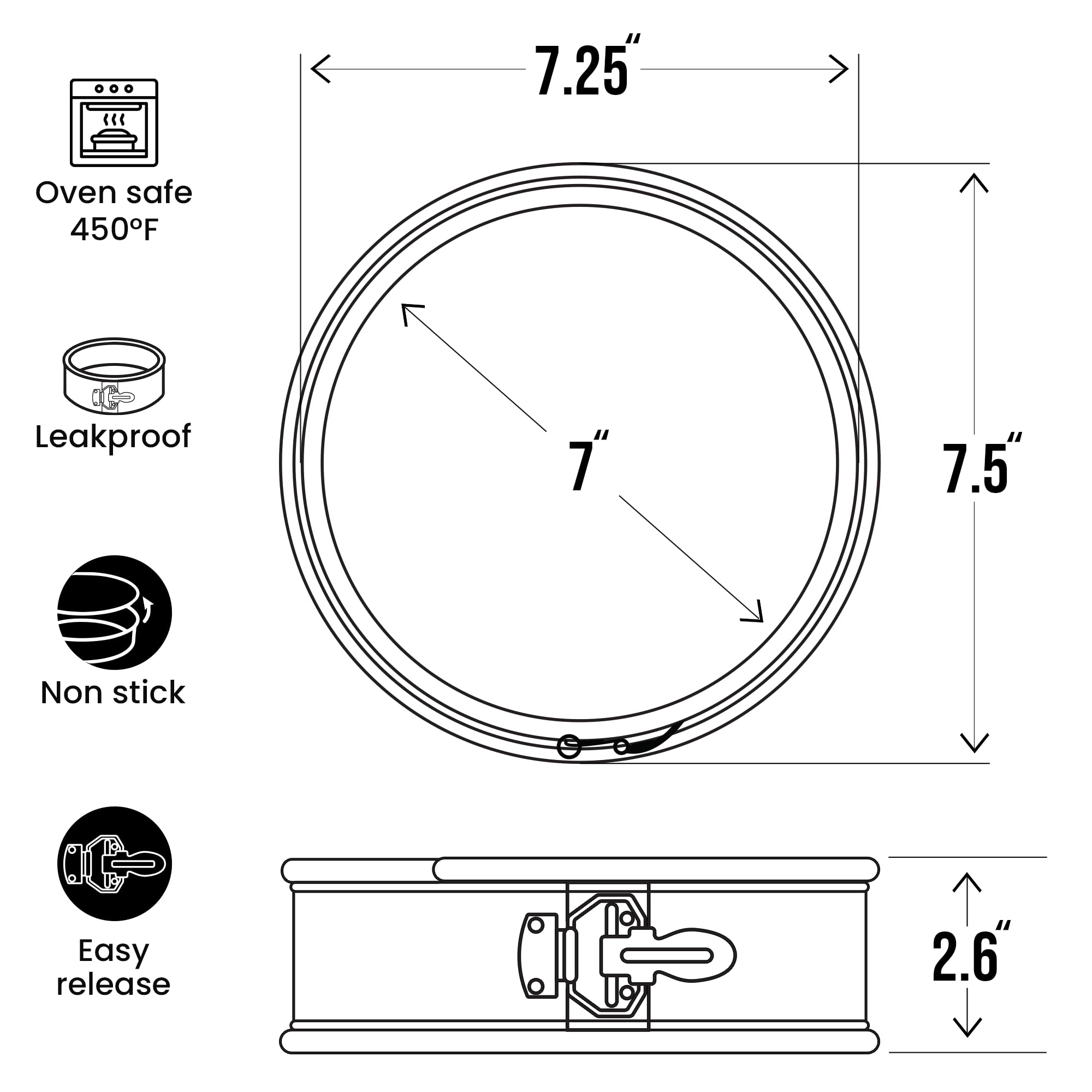 Zulay Kitchen 7-Inch Non-Stick Cheesecake Pan -Leakproof Springform Pan With Removable Bottom And Easy Release - Round Cake Pan