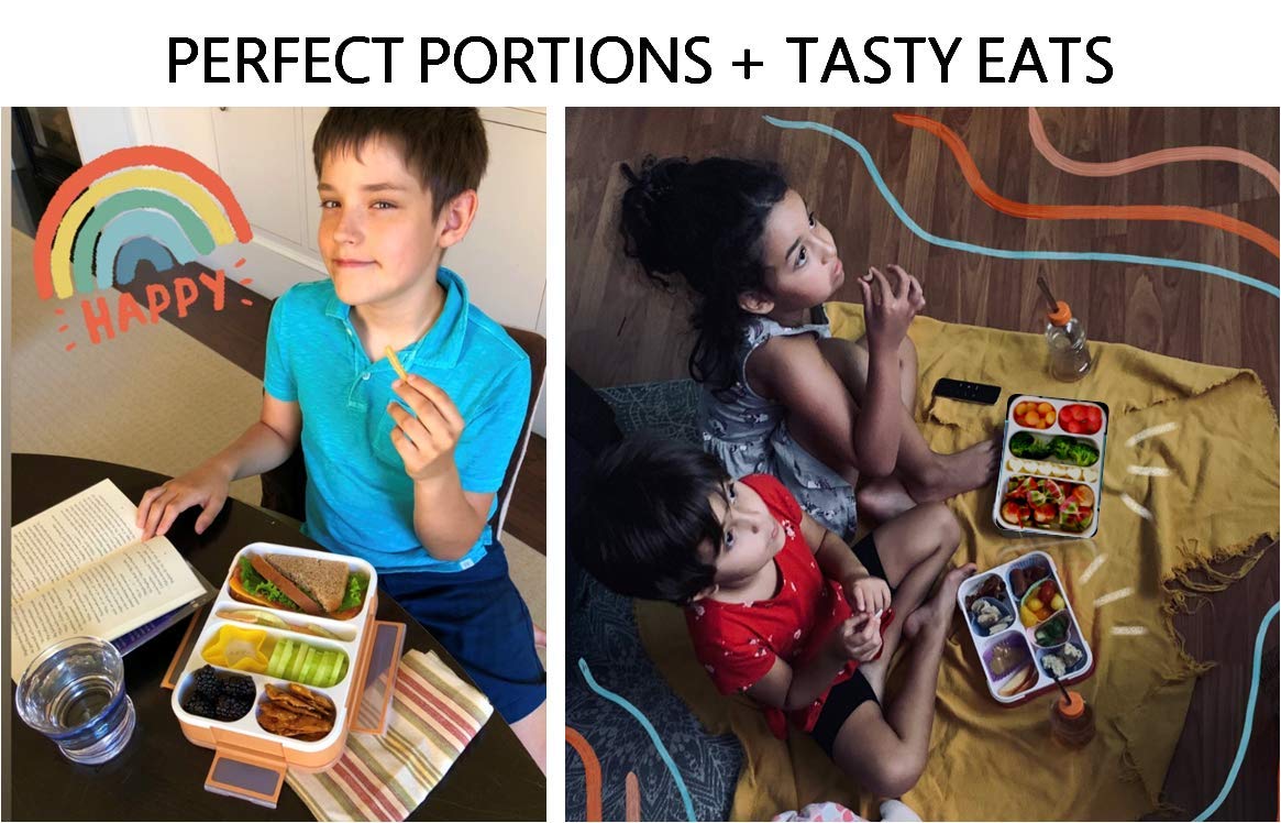 Kinsho Bento Box For Adults And Kids, Leakproof Lunch-Boxes With Custom Fit Spoon And Fork, Portion Control Container, Bpa Free,