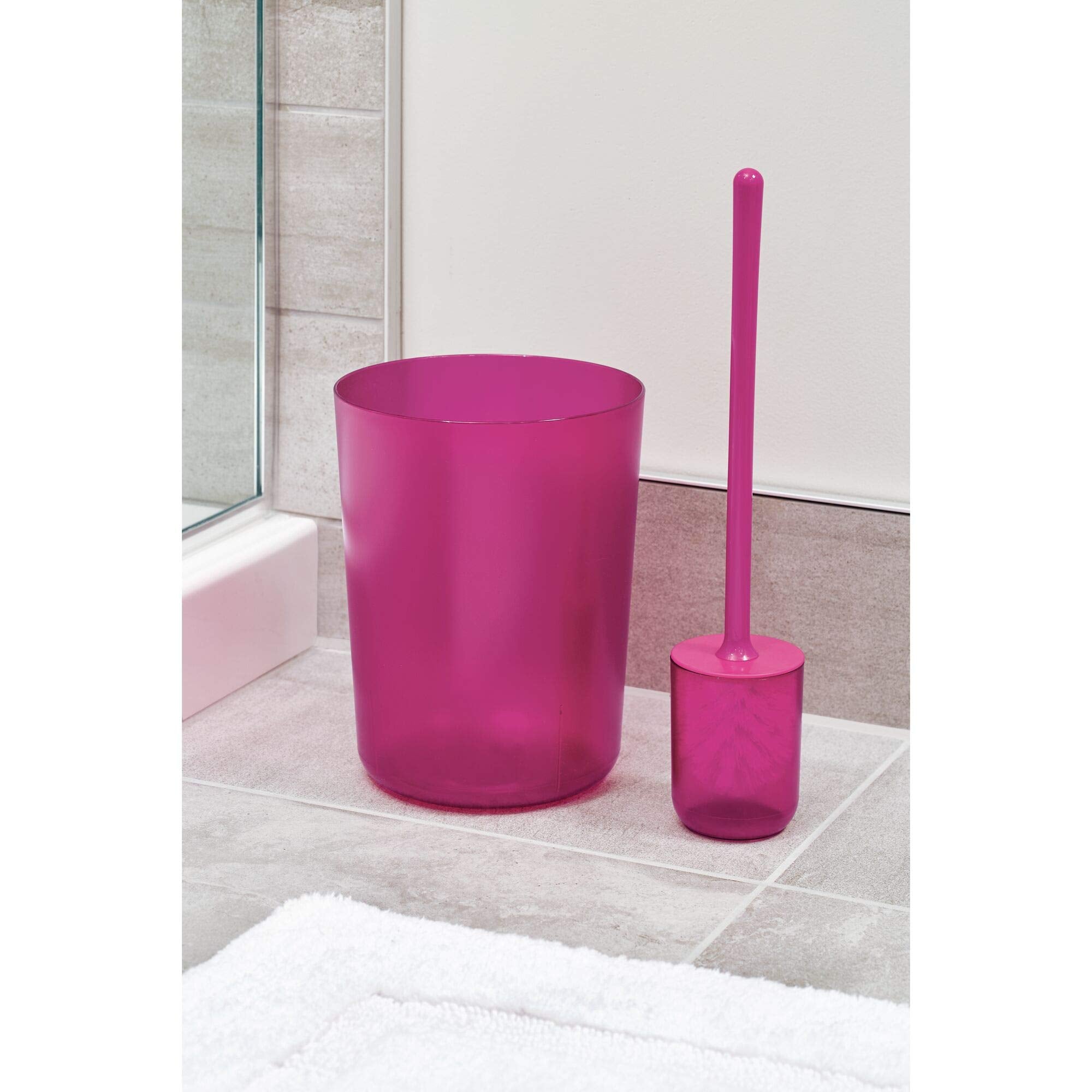Idesign Round Plastic Trash Can For Bath, Bedroom, Office The Finn Collection -, 7.64'' X 10'', Magenta