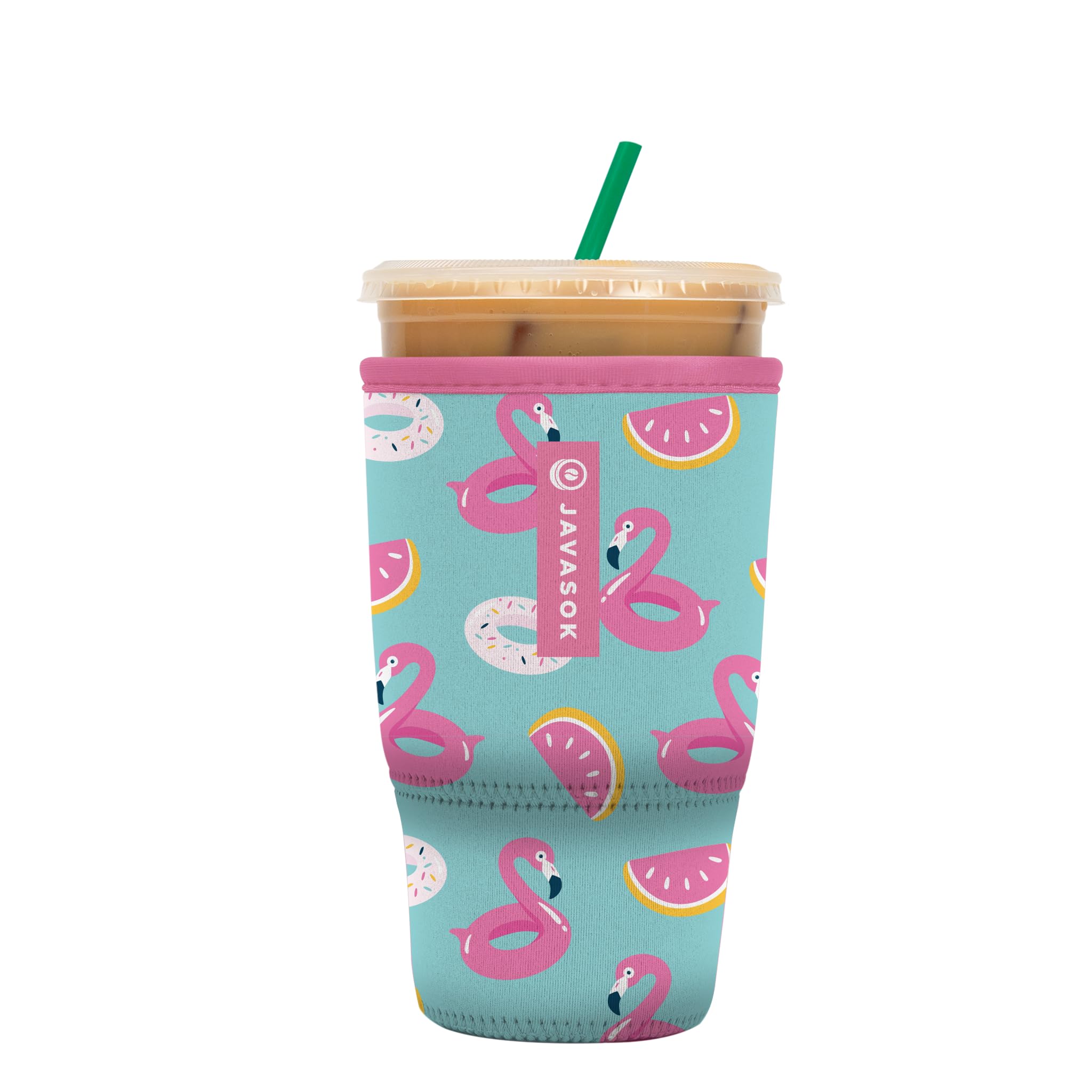 Sok It Java Sok Iced Coffee & Cold Soda Insulated Neoprene Cup Sleeve (Poolside Perfection, Large: 30-32oz)