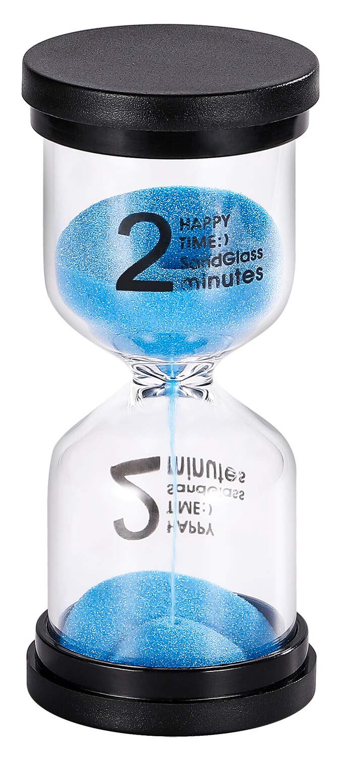 Sand Timer 2 Minute Hourglass Timer: Colorful Sand Clock 2 Minute, Small Blue Sand Watch 2 Minute, Plastic Hour Glass Sandglass