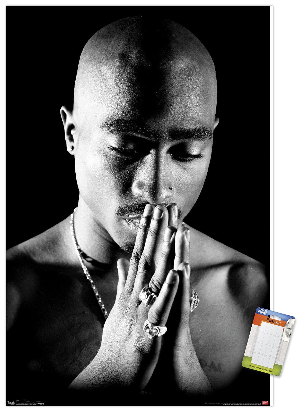 Trends International Tupac-Praying Mount Wall Poster  22.375'' x 34''  Poster & Mount Bundle  Dormitory