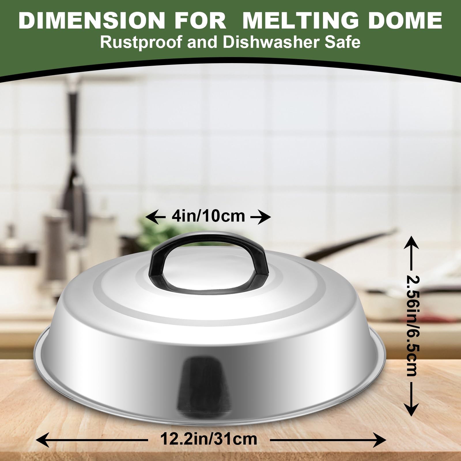 Cheese Melting Dome Set Of 2-12 Inch Round Basting Cover - Stainless Steel - Metal Steam Cover - Griddle Accessories For Flat To