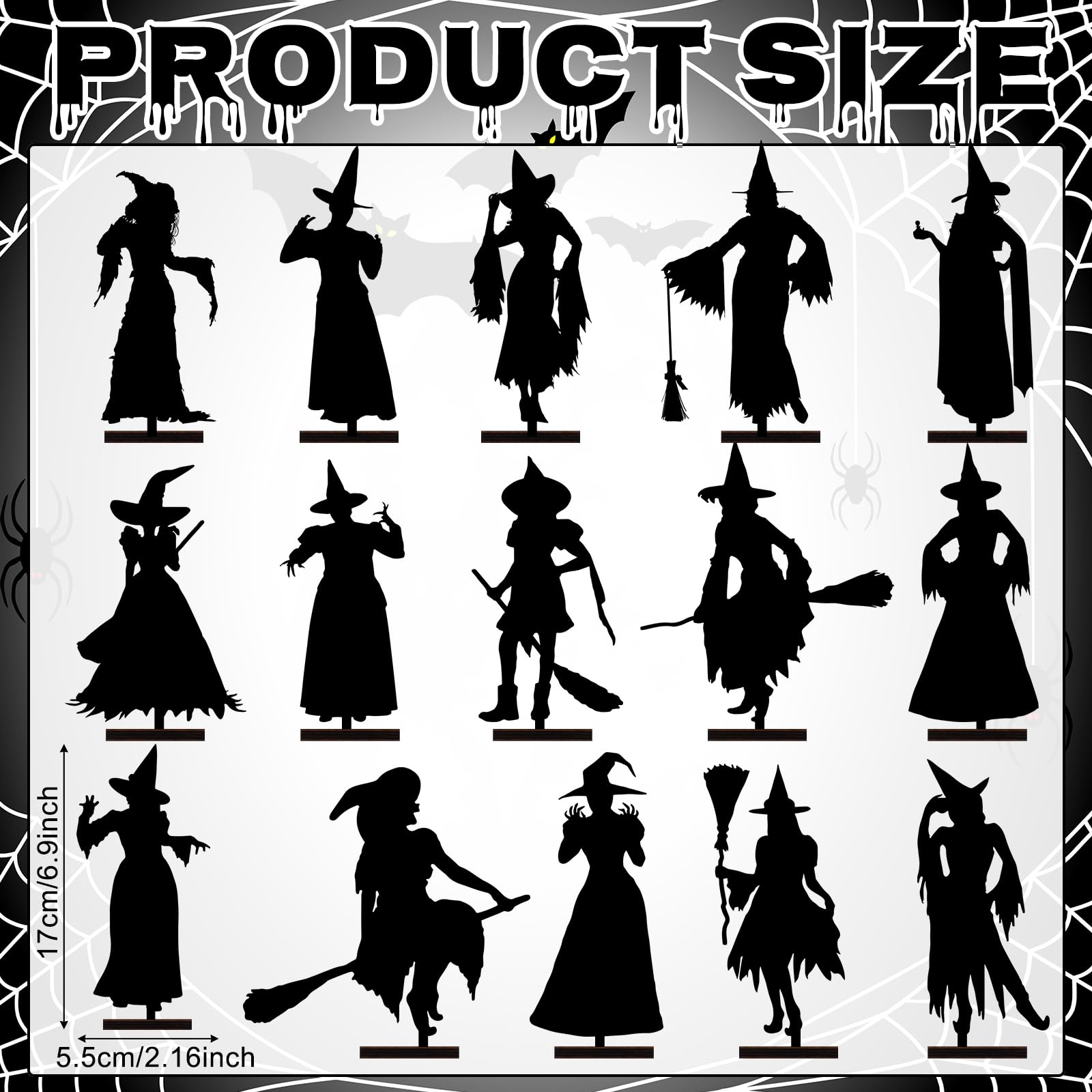 Colingmill 15 Pcs Halloween Tabletop Decoration Witch Decoration Halloween Decorations Wooden Signs Table Decor for Home Table S