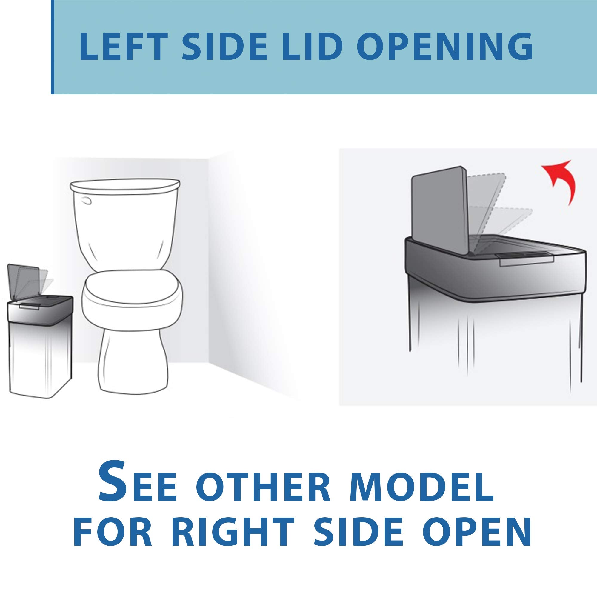 iTouchless 4 Gallon Sensor Trash Can with AbsorbX Odor Control System  Lid Opens Left  15 Liter Slim Stainless Steel Automatic Wastebasket  Space-Saving Bin for Bathroom  Kitchen  Office  Hotel