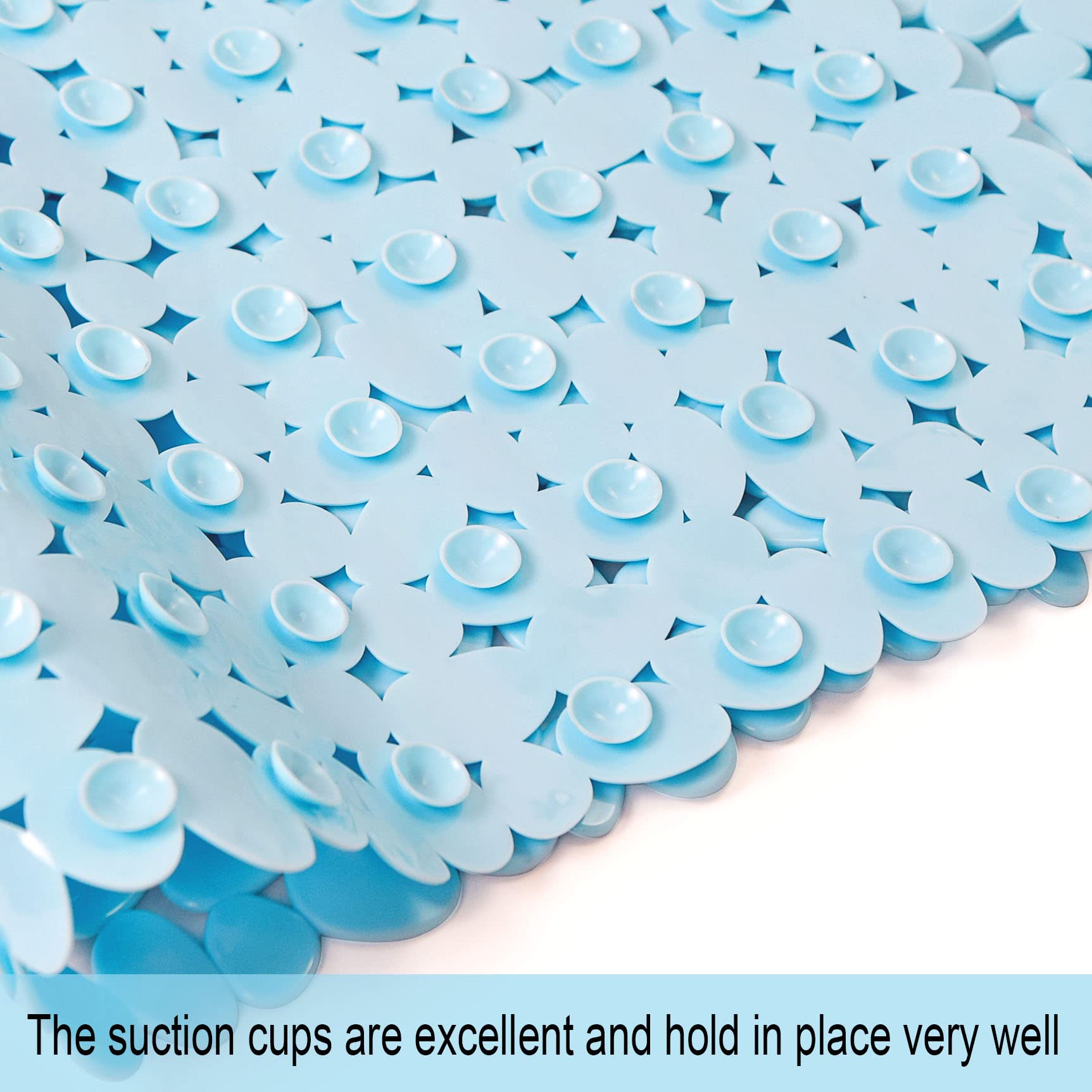Songziming Bathtub Mat Non Slip Pebble Bath Shower Mat With Drain Holes, Suction Cups Mat For Tub 16'' W X 35'' L, Blue