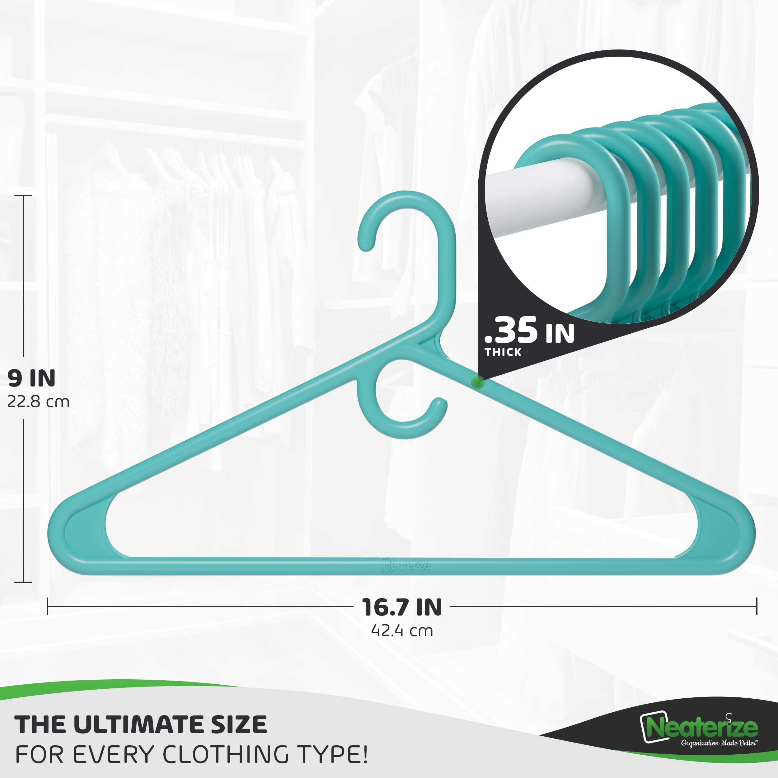 Ultra Heavy Duty Plastic Clothes Hangers - Aqua - Durable Coat, Suit And Clothes Hanger. Perchas De Ropa (24 Pack - Aqua)