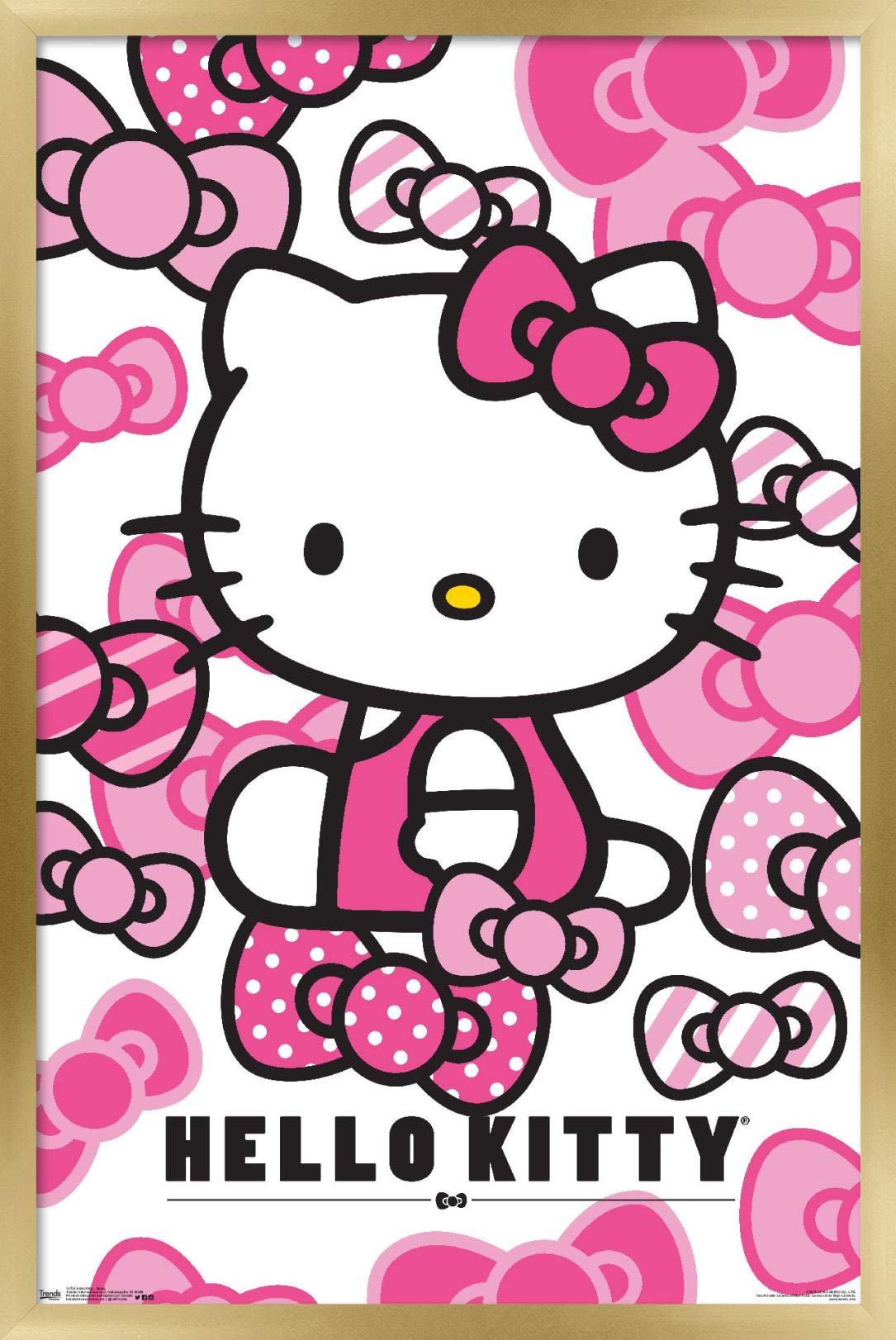Trends International Hello Kitty - Bows Wall Poster, 14.725'' X 22.375'', Gold Framed Version