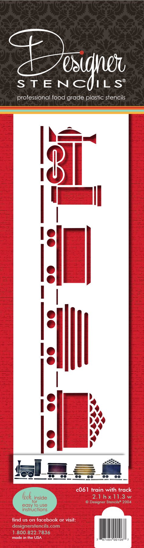 Designer Stencils Train With Track Cake Foodgrade Stencil, 2 X 11.3 Inches