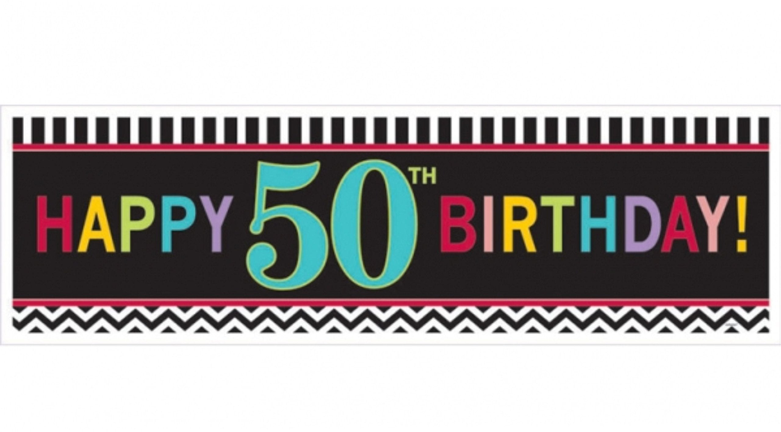 Amscan The Party Continuous 50th Birthday Party Giant Sign Banner Decoration, Multi, 65x20 Plastic