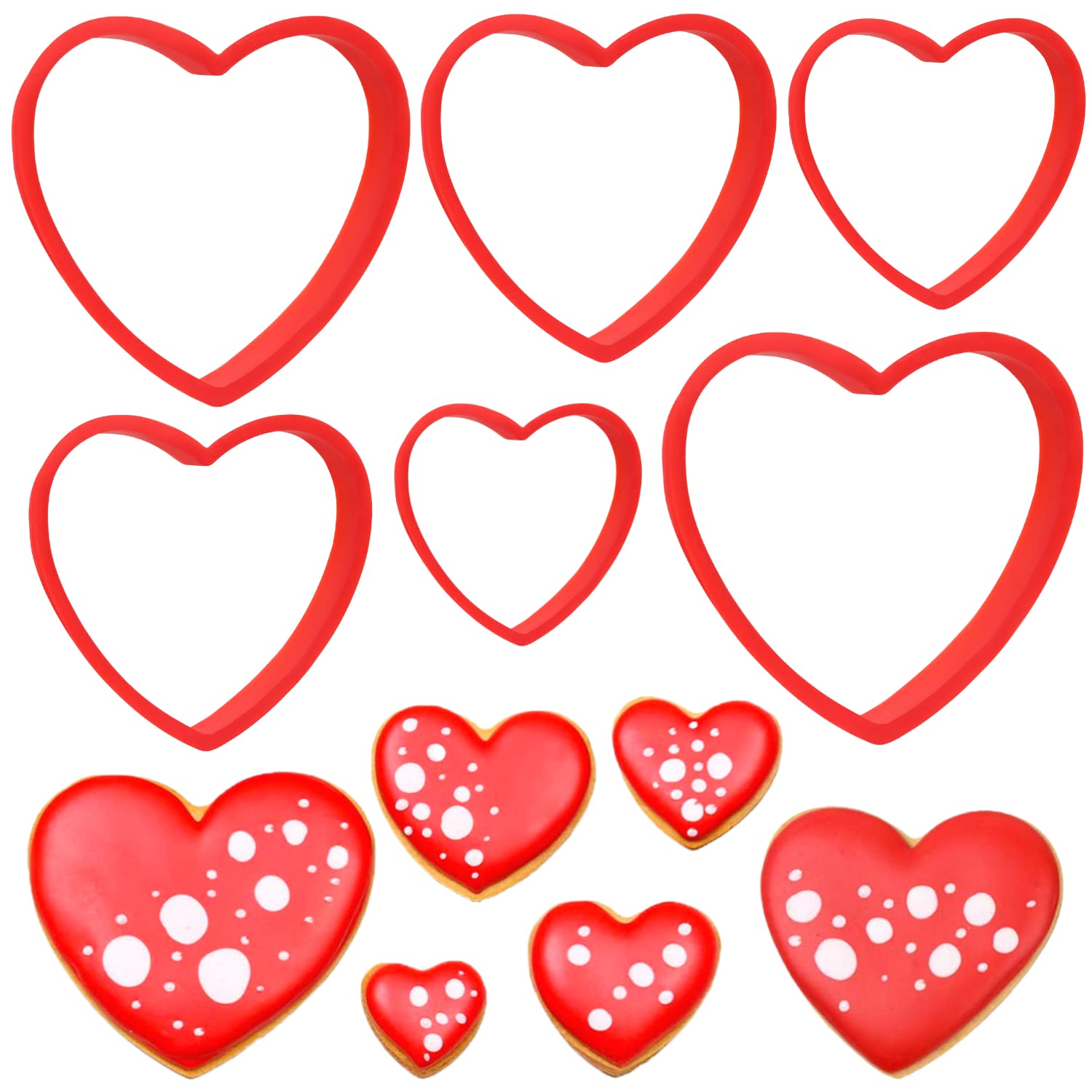 Kaishane Heart Cookie Cutter Set 6 Pieces Valentine'S Day Cookie Cutters Wedding Birthday Biscuit Cutters For Baking
