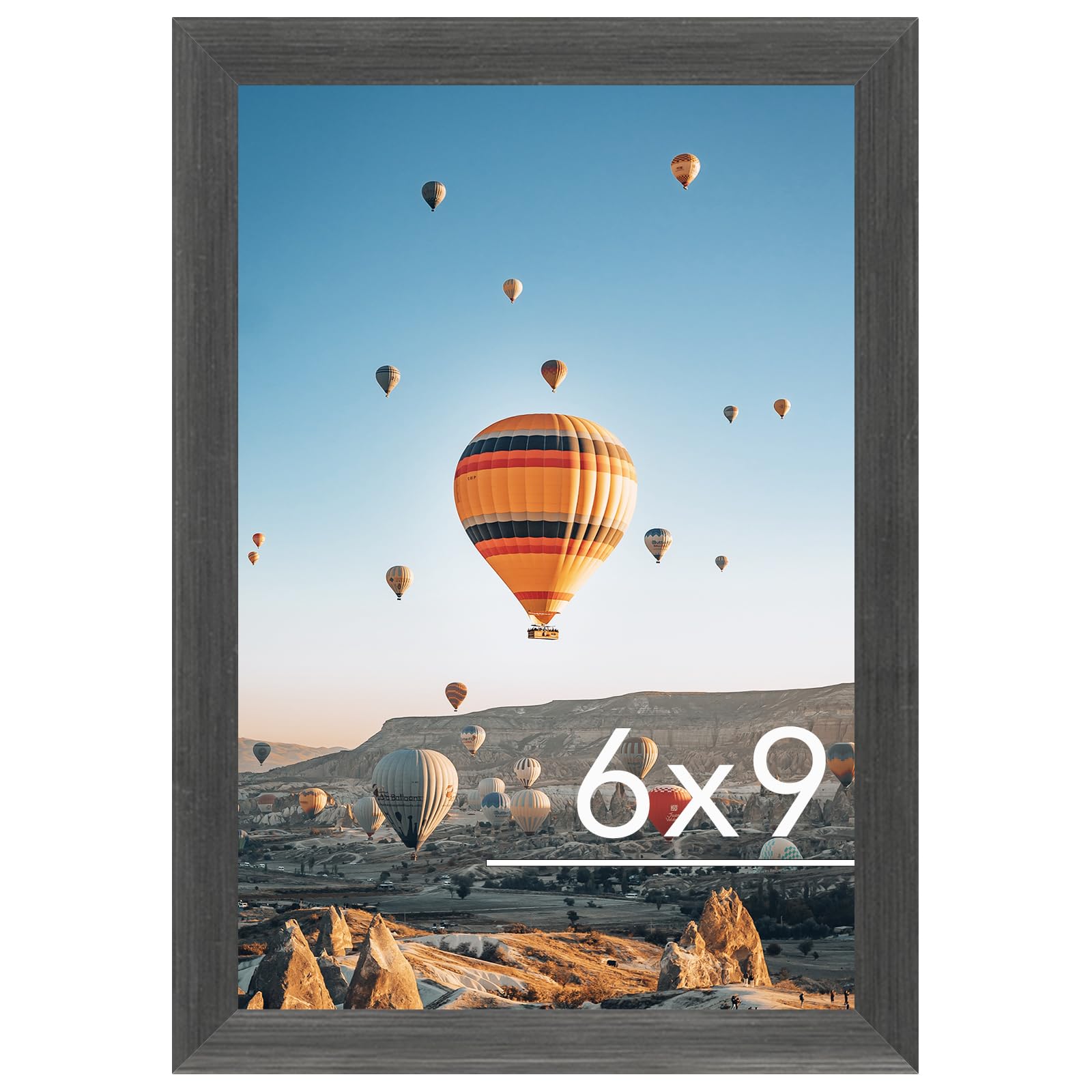 JCJMY 6x9 Picture Frame Silver Gray for Wall Hanging or Tabletop, Wall Mounting Horizontally or Vertically, 6 x 9 Wall Gallery P