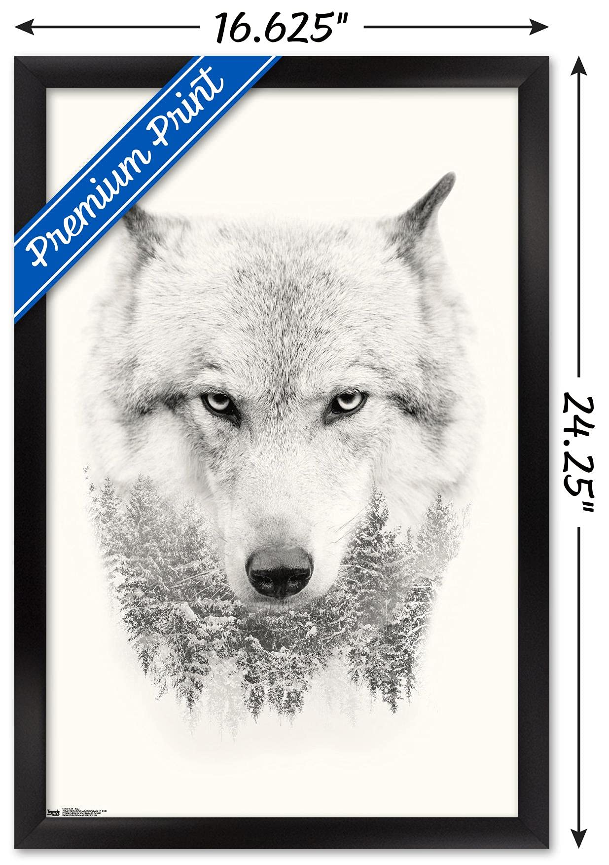 Trends International Wolf - Trees Wall Poster, 14.725'' X 22.375'', Black Framed Version