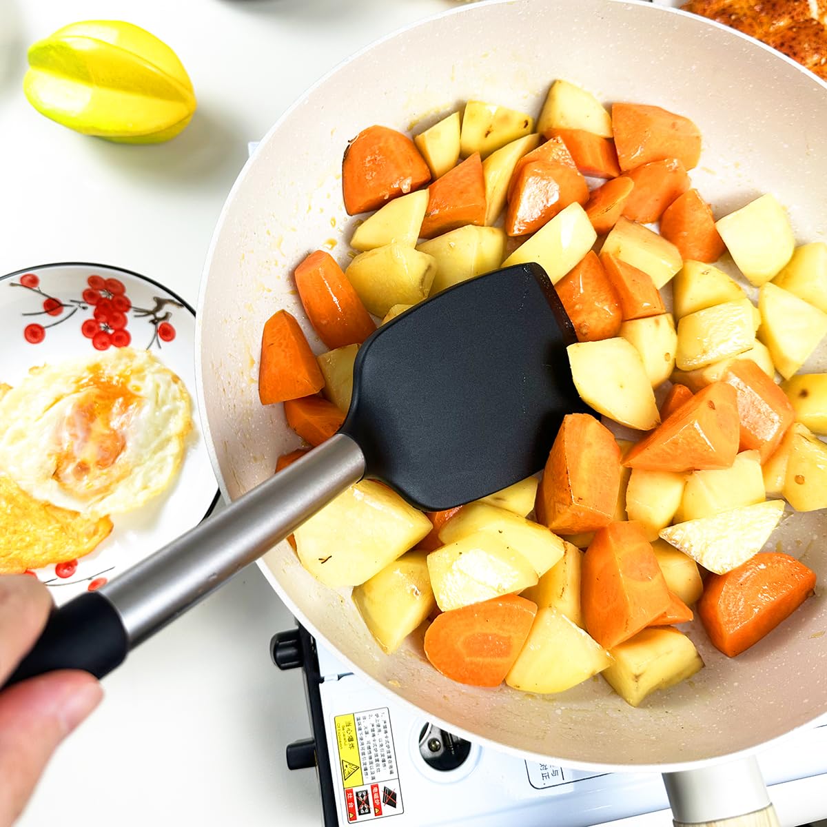 Klaqqed 3Pcs Spatula Silicone Spatula Turner Set Fish Spatulas Silicone Heat Resistant Spatulas For Nonstick Cookware Rubber Wok