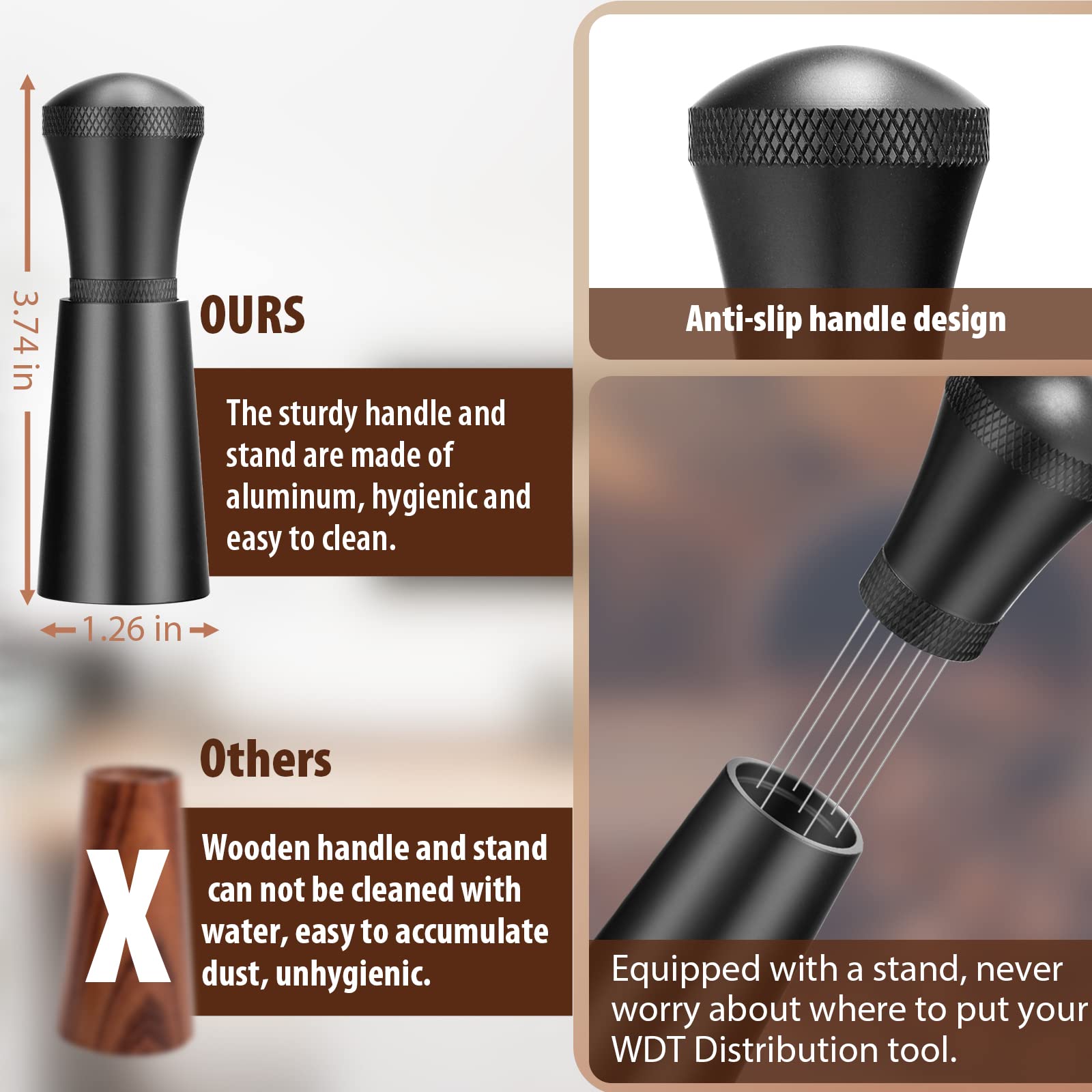 Wdt Espresso Distribution Tool Espresso Stirrer Tools For Barista, 0.35Mm 7 Needles Espresso Coffee Stirrer With Extra 7 Replace