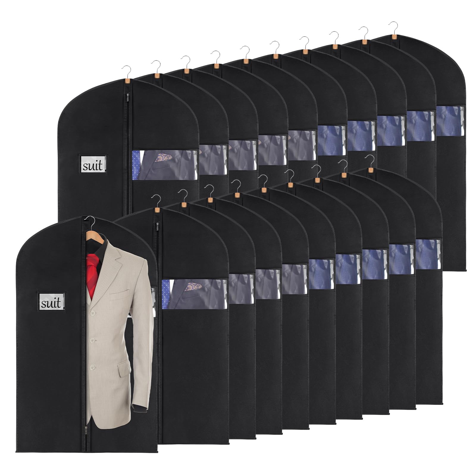 Keegh 40'' Suit Bags Garment Bags For Hanging Clothes(Set Of 20), Suit Cover Bag For Men, Suit Bags For Closet Storage Or Travel