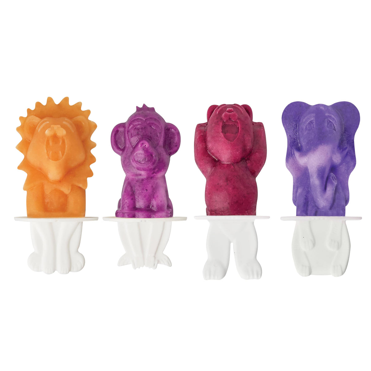 Tovolo Zoo Crew Pop Molds (Set Of 4) - Reusable Mess-Free Silicone Popsicle Molds With Sticks And Drip-Guards For Easy Homemade