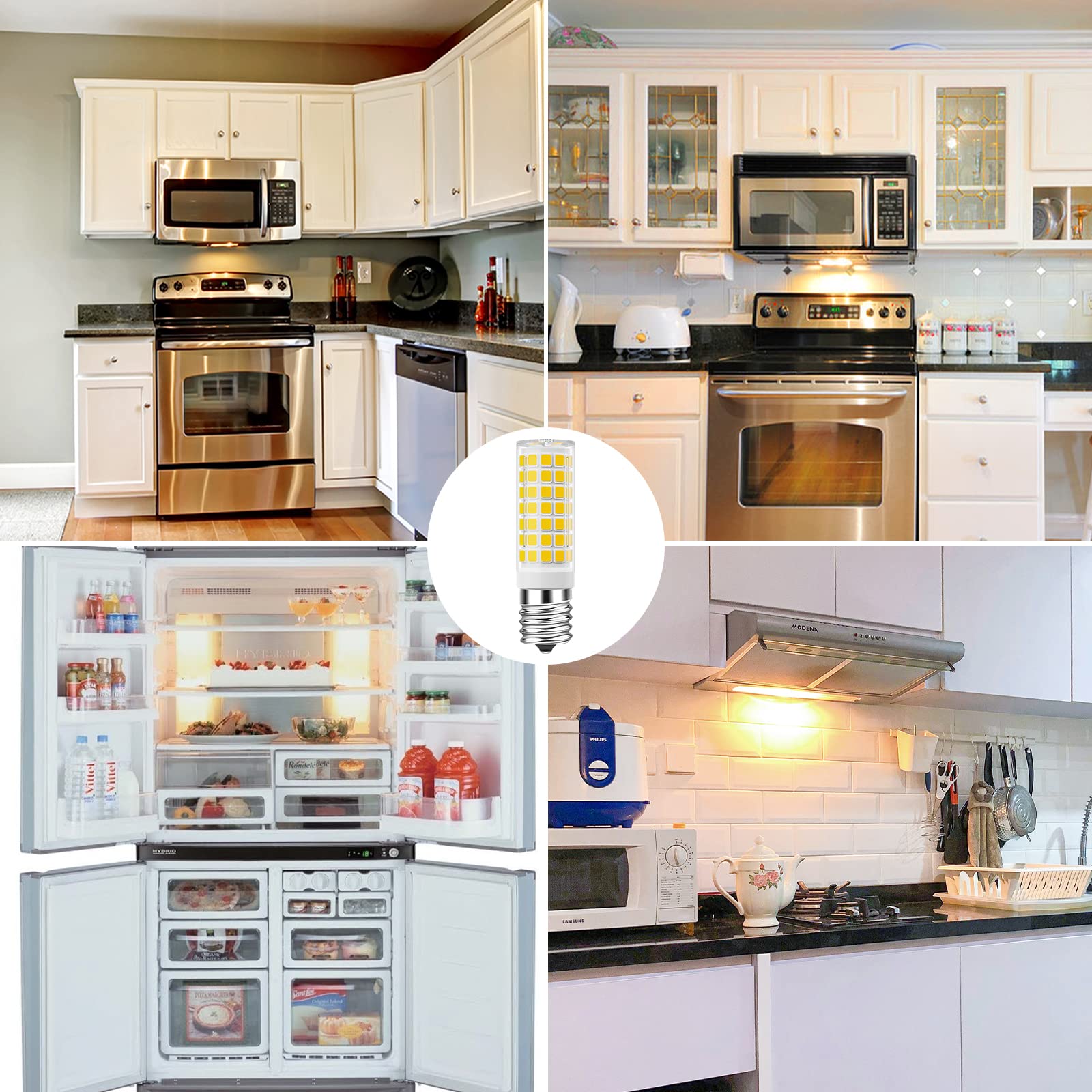 Taiyaloo Led Microwave Light Bulbs Under Hood 60W Equivalent, E17 Led Bulb Dimmable For Range Hood, Refrigerator, 7W 630 Lumens,