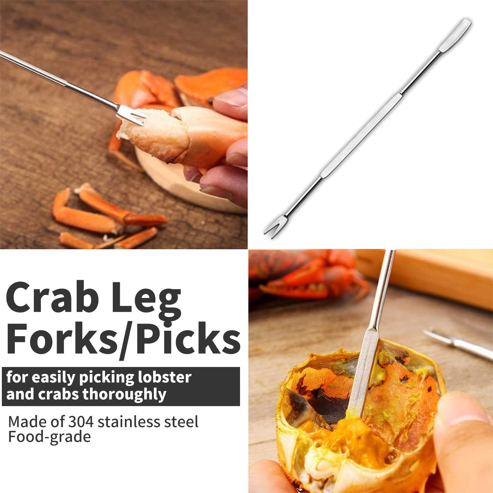 Luvan 33 Pcs Crab Crackers And Tools Set With 4 Crab Leg Crackers, 4 Crab Forks, 4 Lobster Shellers, 4 Butter Warmers, 1 Seafood