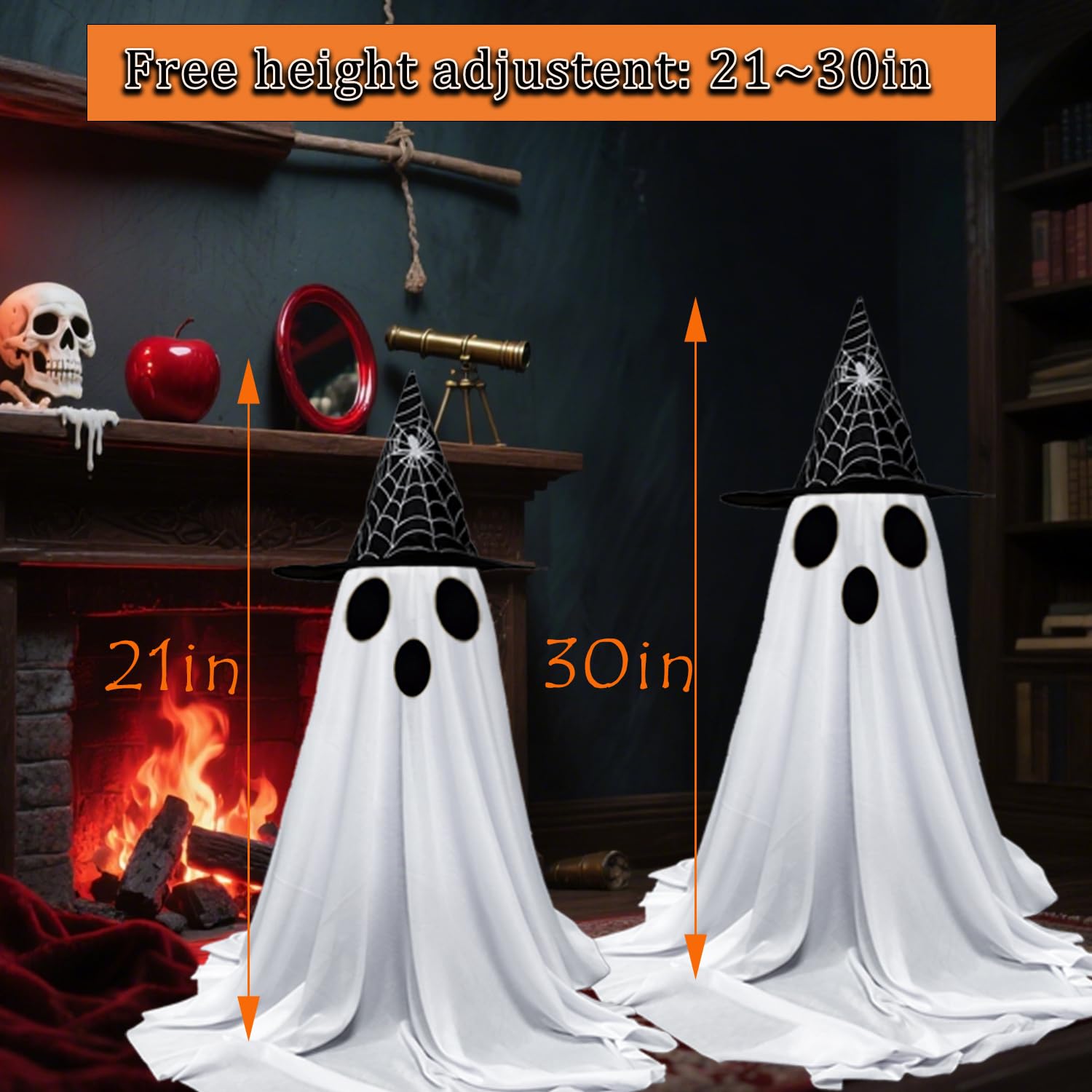 Halloween Outdoor Decor - 2 Pack Halloween Ghost Decorations with 8 Modes LED Light - Scary Standing Ghosts Decor for Indoor Fro