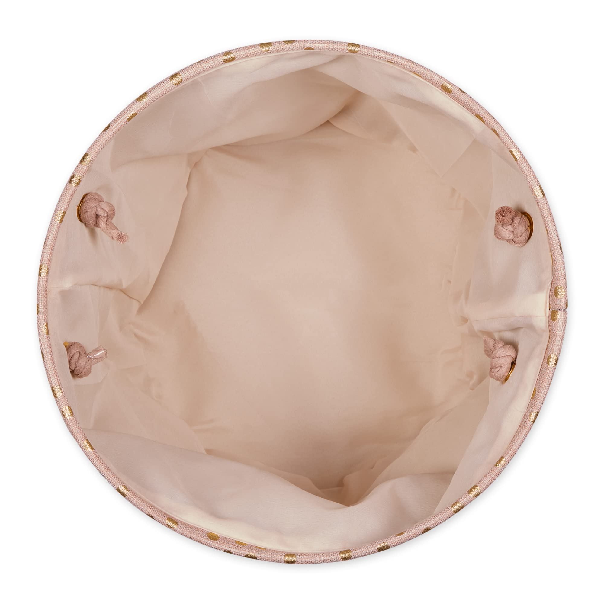 POLYESTER BIN DOTS GOLD / MILLENNIAL PINK ROUND LARGE 15x16x16