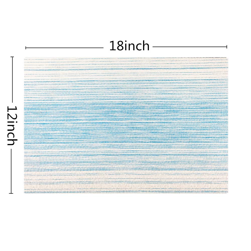 Placemat,Blending Color Durable Woven Vinyl Placemat Washable Heat-Resistant Anti-Skid Kitchen Dining Table Mats (Set Of 8, Blue