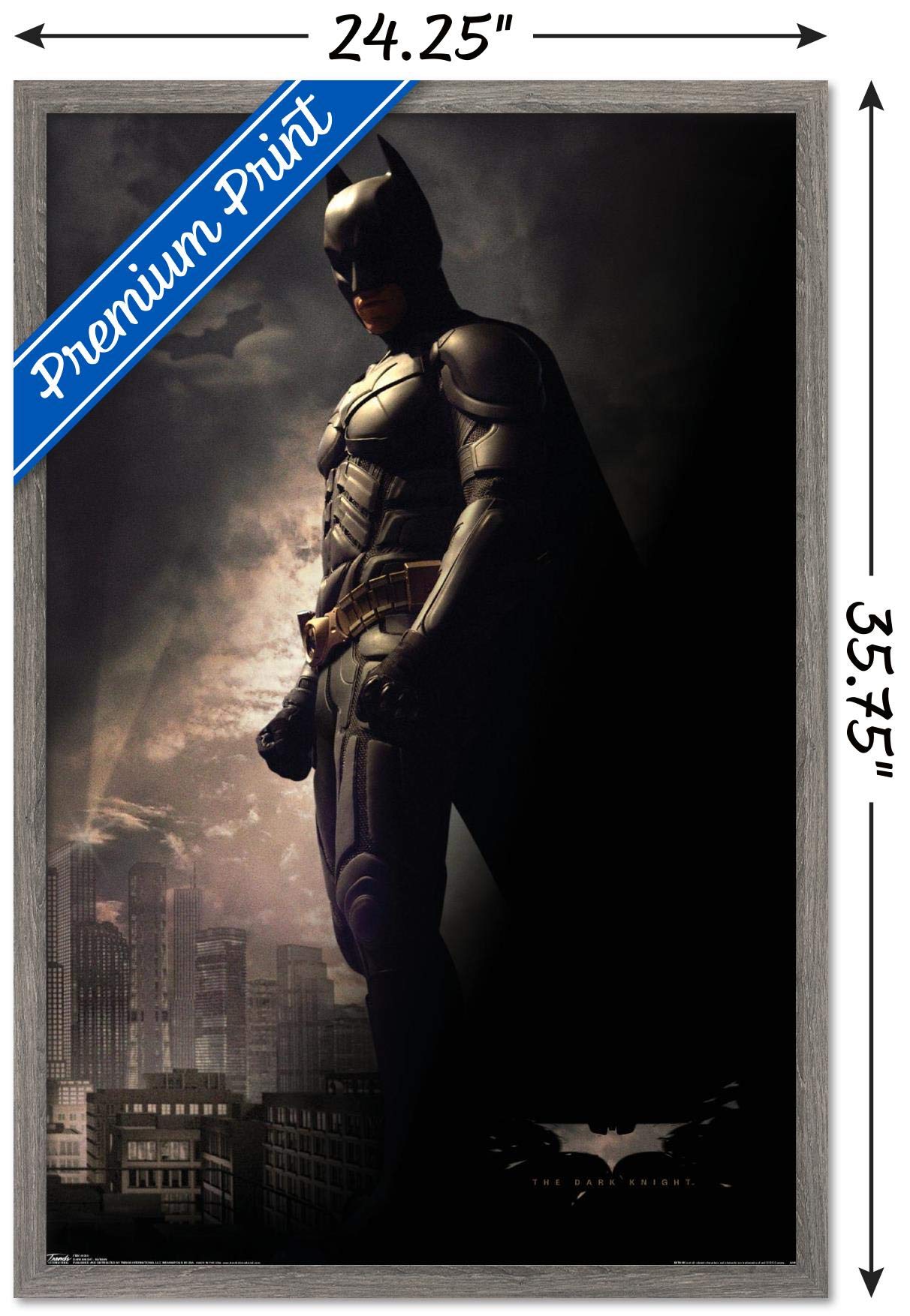 Trends International Dc Comics Movie - The Dark Knight - Batman In The Shadows Wall Poster, 22.375'' X 34'', Barnwood Framed Ver