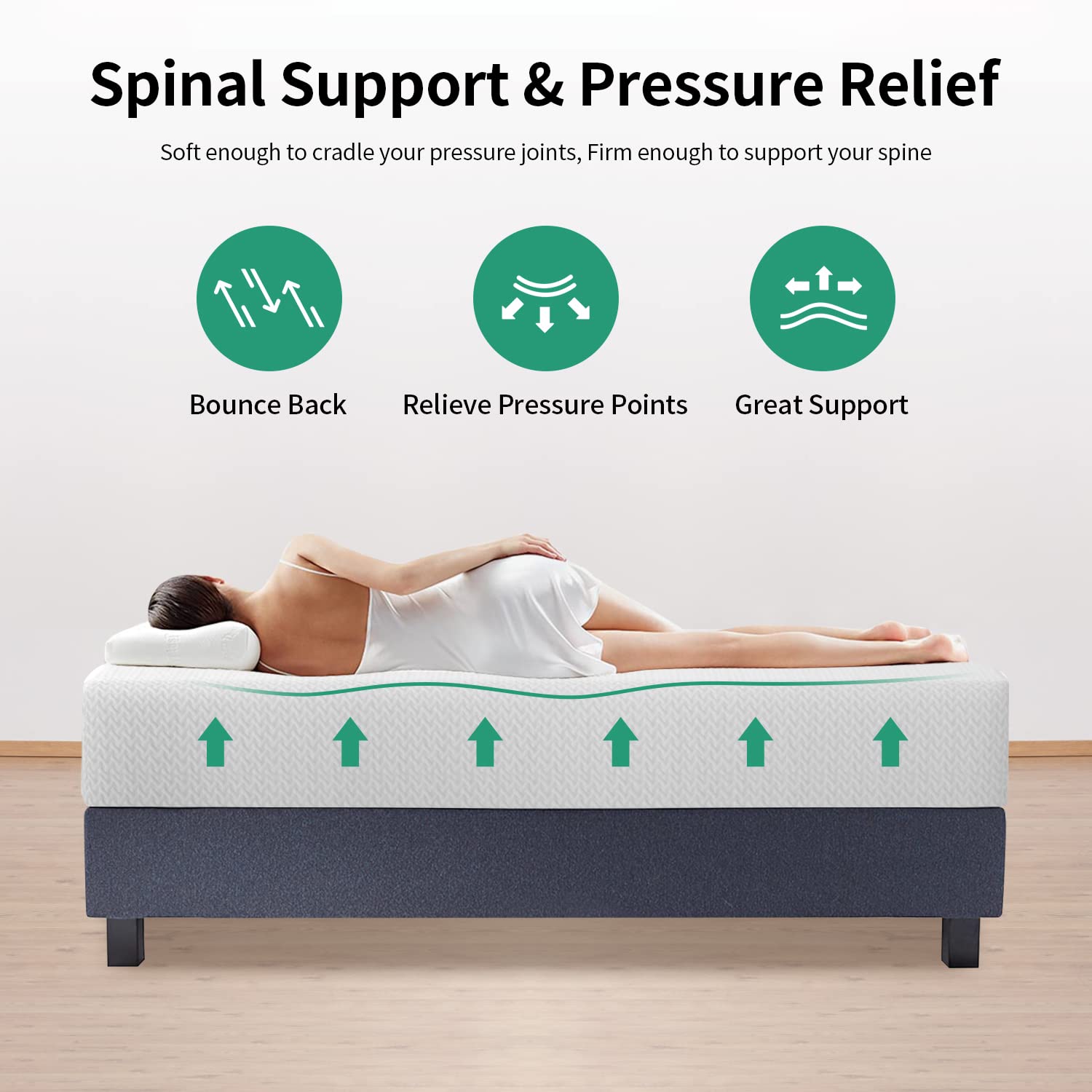 Pay Lesshere 12 Inch Queen Green Tea Mattress/Breathable Mattress For Cool Sleep & Pressure Relief/Medium Firm Mattresses/Certip