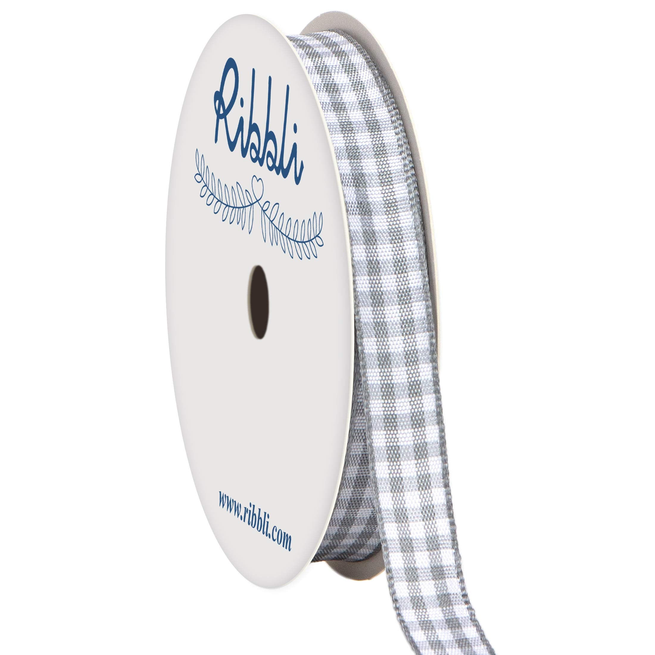 Ribbli Gray And White Gingham Ribbon,100 Polyester Woven Edge,38 Inch X 10 Yard ,Plaid Ribbon Use For Gift Wrapping,Party Decora