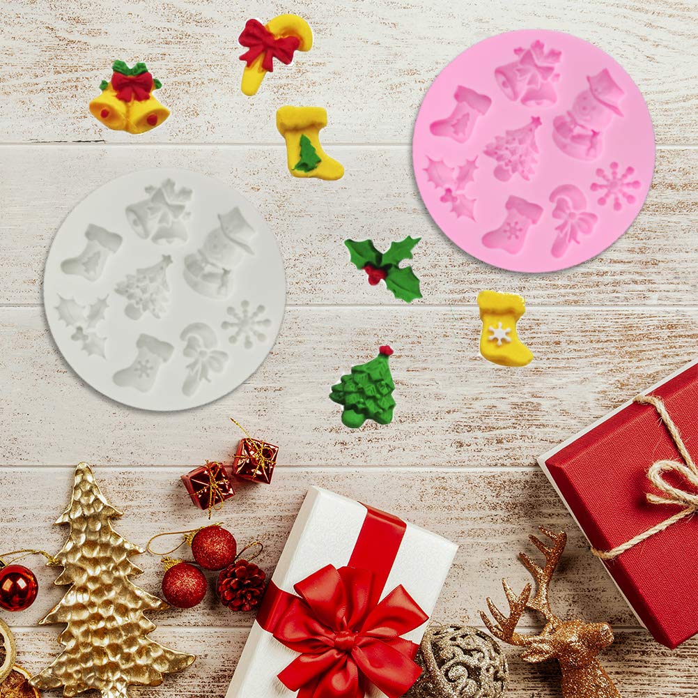 3 Pcs Fondant Silicone Molds, Veinardyl 26 Cavity 3D Christmas Molds Silicone Chocolate Molds Snowflake Snowman Molds Candy Cake