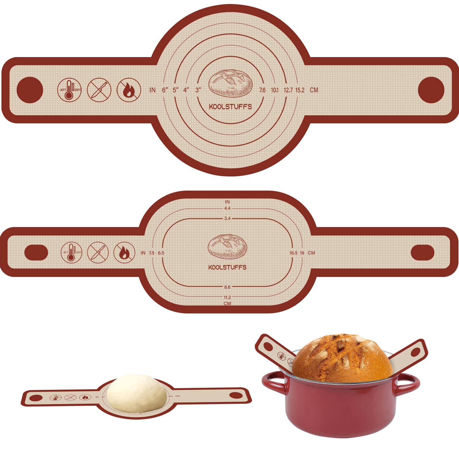 Silicone Bread Sling for Dutch Oven, 2 PCS Non-Stick & Easy Clean Reusable Silicone Bread Baking Mat with Long Handles, Easy to 