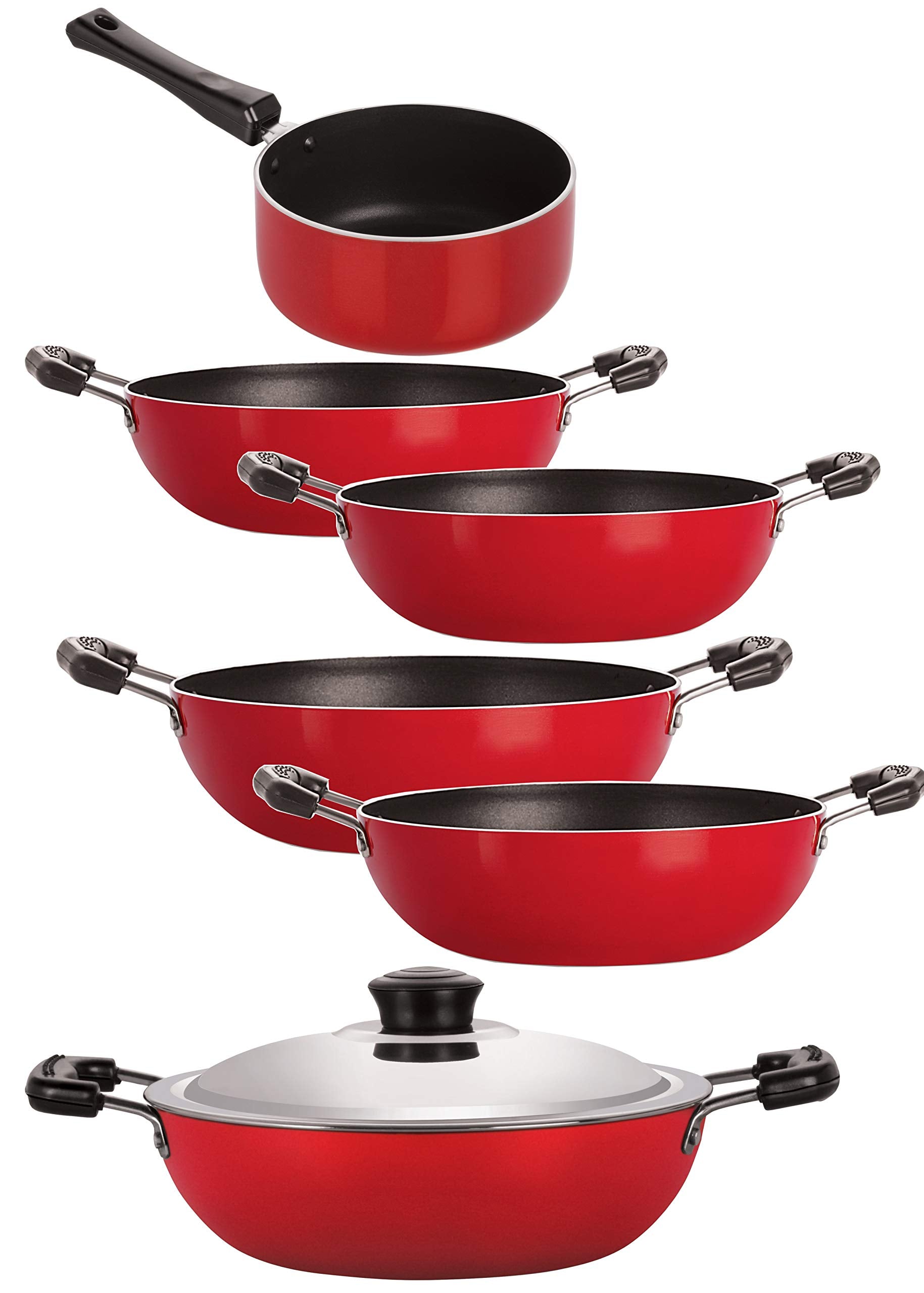 Nirlon NonStick Aluminium Pots And Pans Combo Set Offer, 6 Piece Set