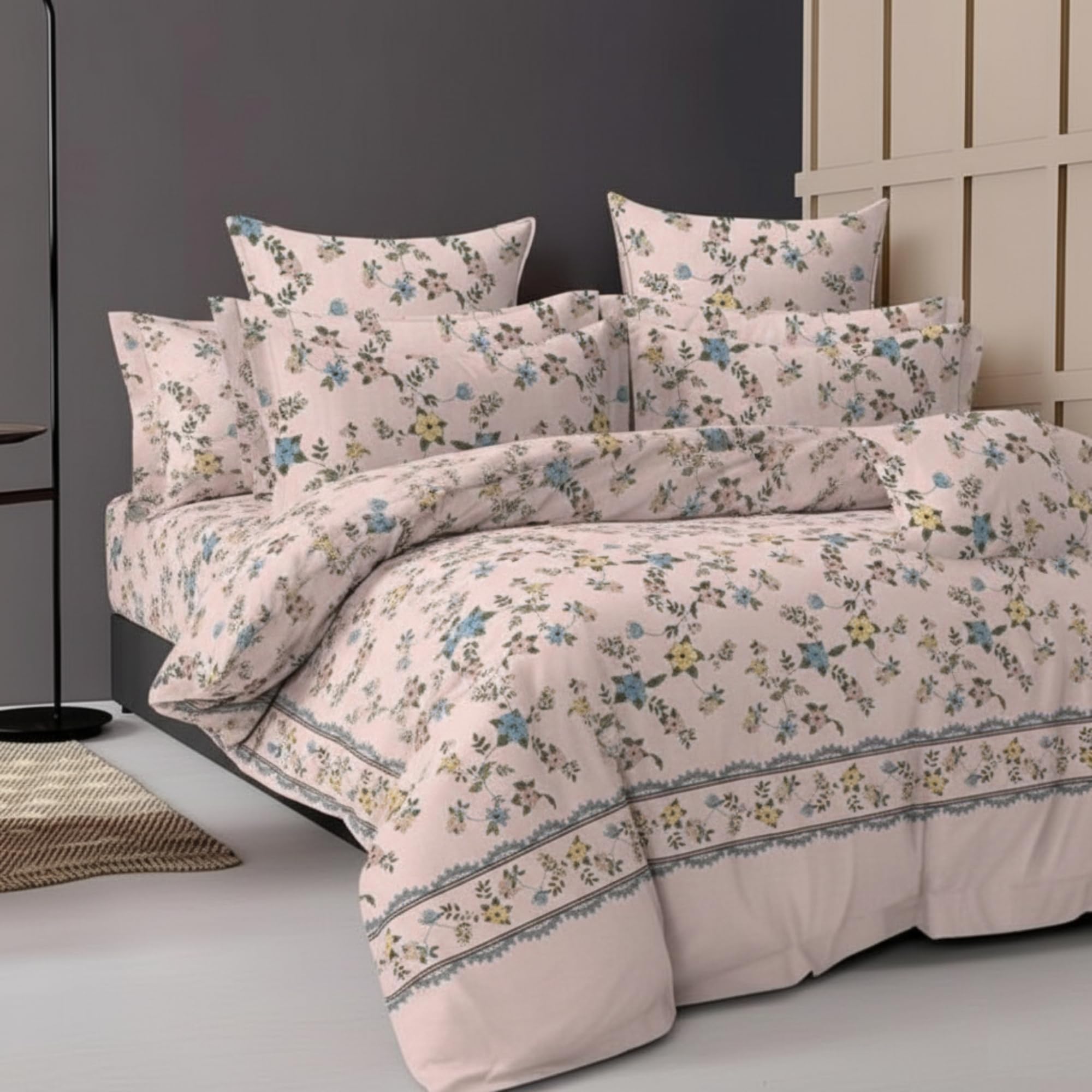 Sleepy Threads Queen Size Blended Cotton Bedsheet With Soft & Breathable Fabric, Floral Design Bedroom Bedding Set, 1 Bedsheet W