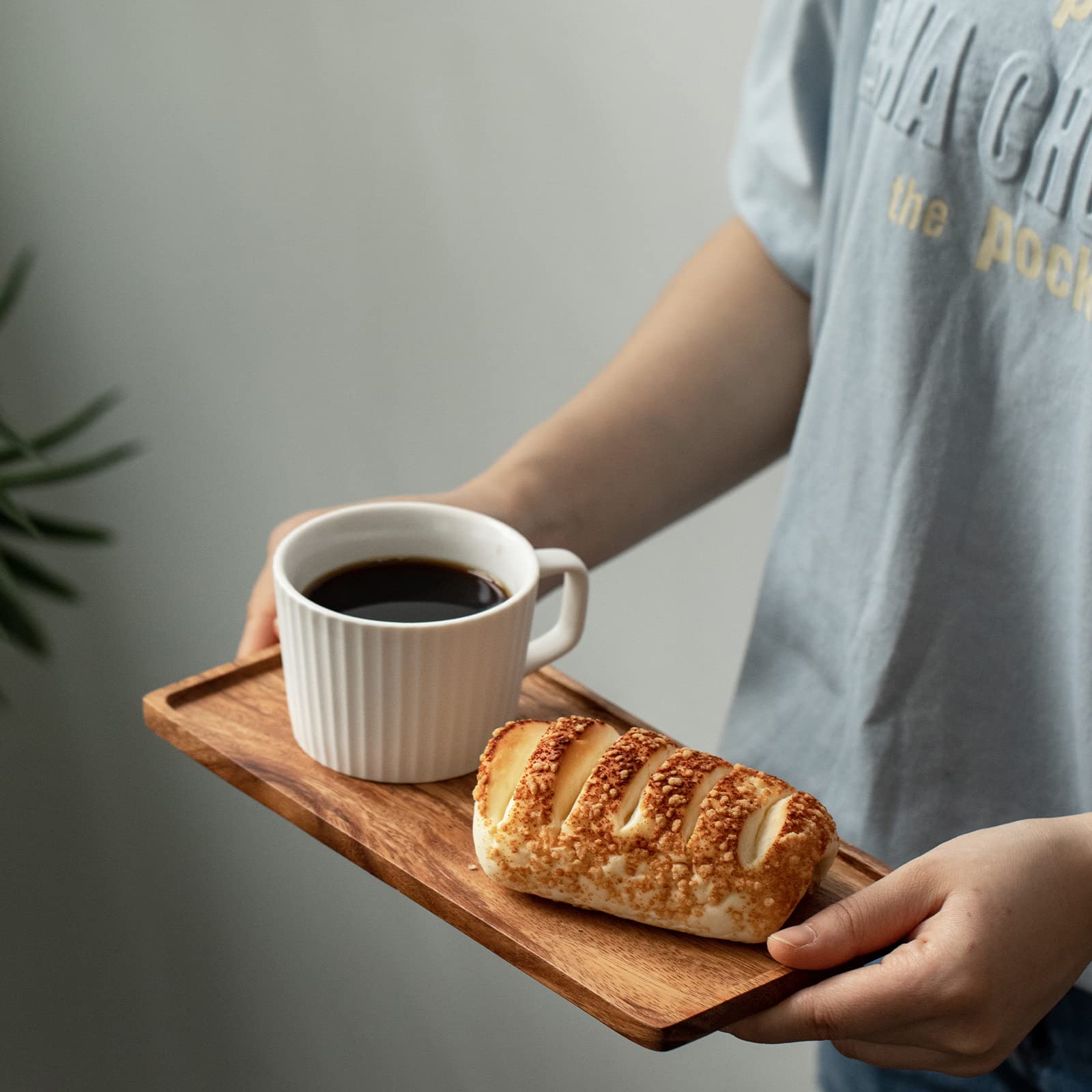 Vandroop Mini Wooden Serving Platter, Small Wood Serving Tray For Tea/Coffee (Set Of 2, S)