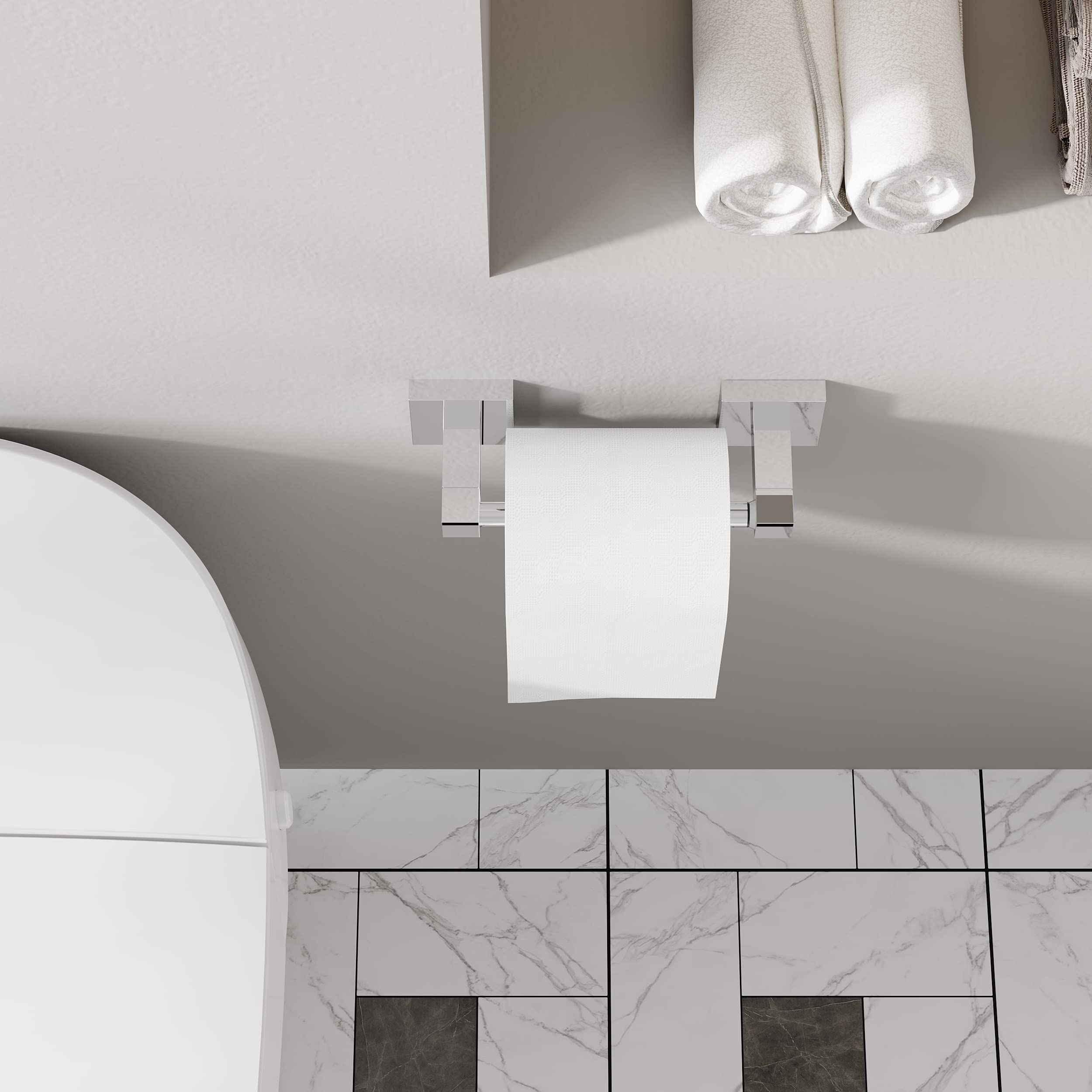 Ruacq Toilet Paper Holder Chrome Double Post Pivoting Square Tissue Holders Roll Holder Hangers Toilet Paper Stand Stainless Ste