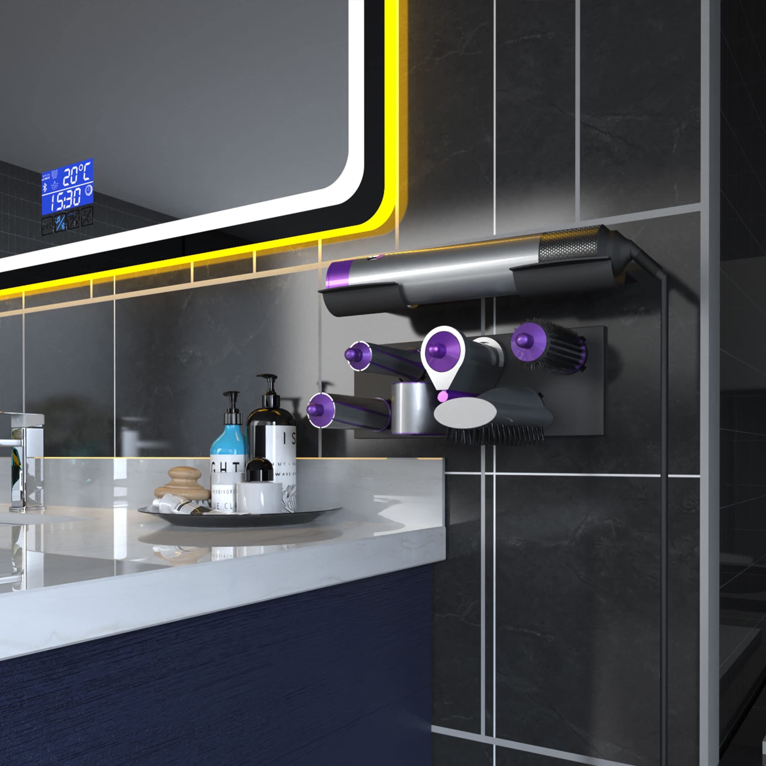 Mylifeunit Storage Holder For Dyson Airwrap Curling Iron New Complete, Metal Wall Mount For Dyson Air Wrap Accessories Organizer