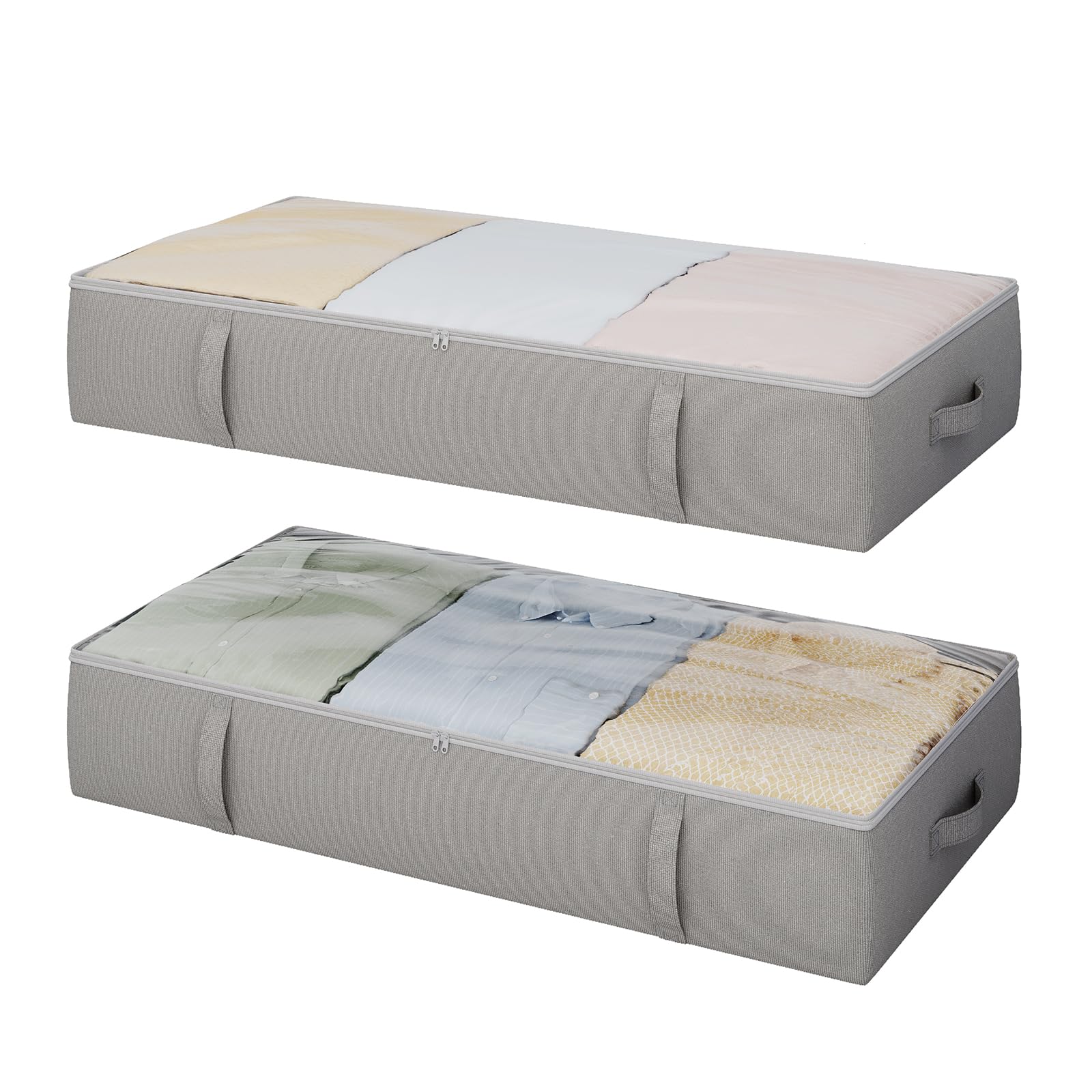 TidyCorner 2-Pack Under Bed Storage Containers, 6 Inches Tall Underbed Clothes Storage Organizer Bin with Sturdy Sidewalls/Botto