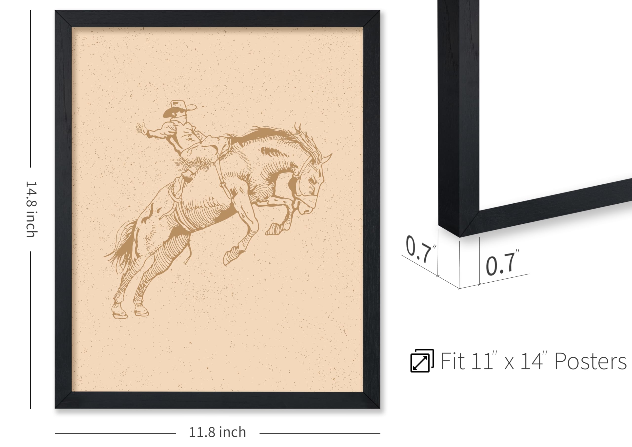 Poster Master Cowboy On Bucking Horse Poster - Retro Beige Rodeo Print - Cowboy Art - Western Art - Wild West Art - Gift For Him