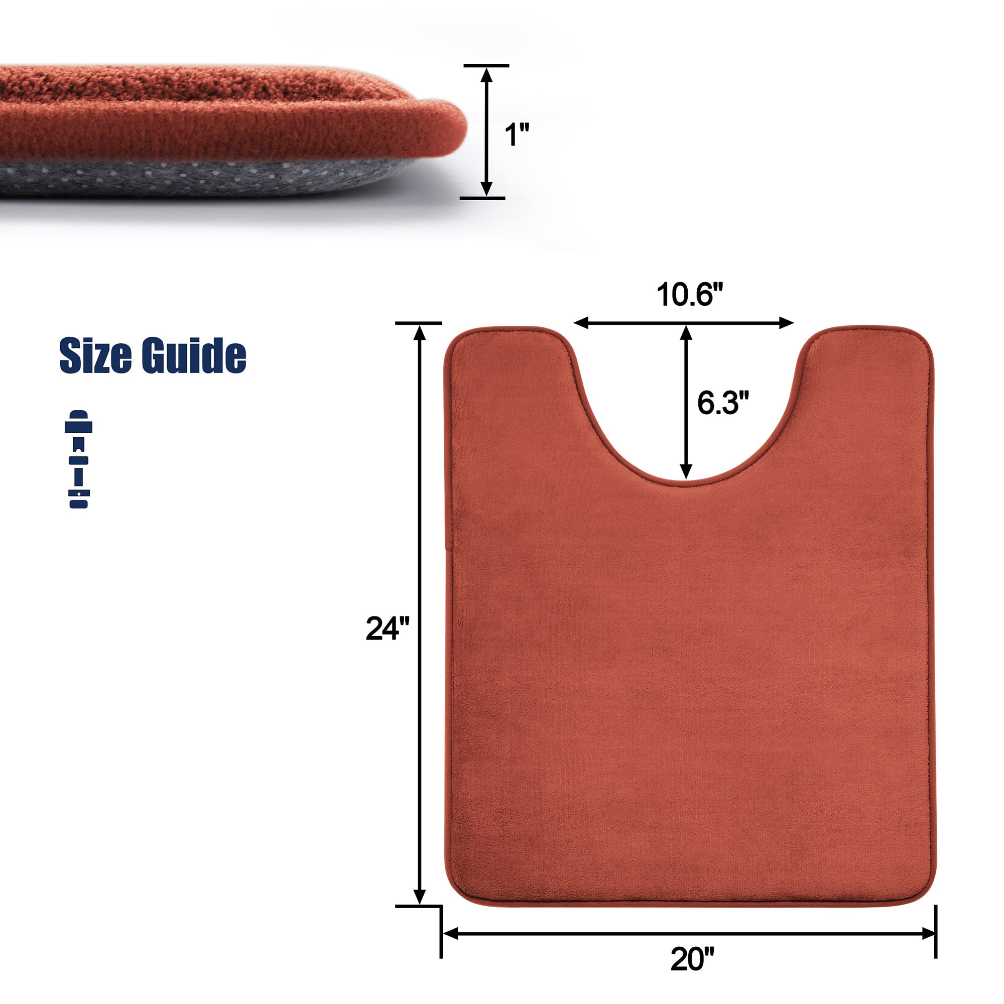 Yihouse Memory Foam Bath U Shape Toilet Mat Non Slip Absorbent Soft Floor Rugs For Bathroom Machine Washable Carpet Bathroom Mat