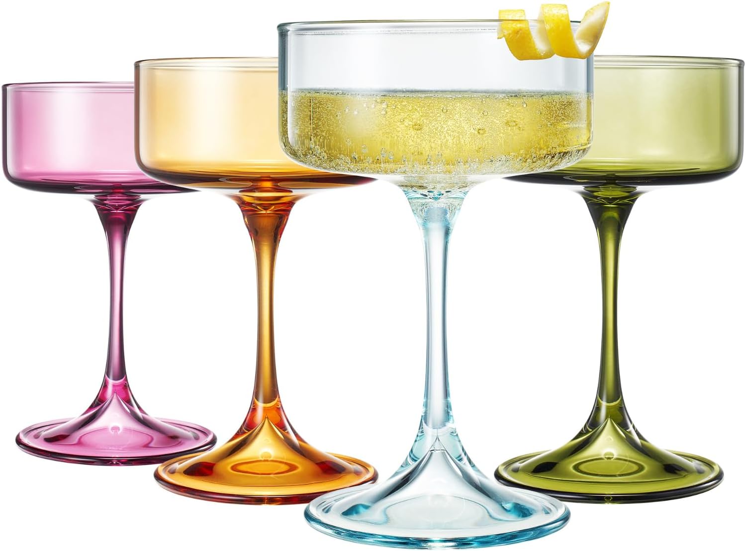 Khen Champagne Coupes Morgan Set Vibrant  - Set of 4 Multicolor
