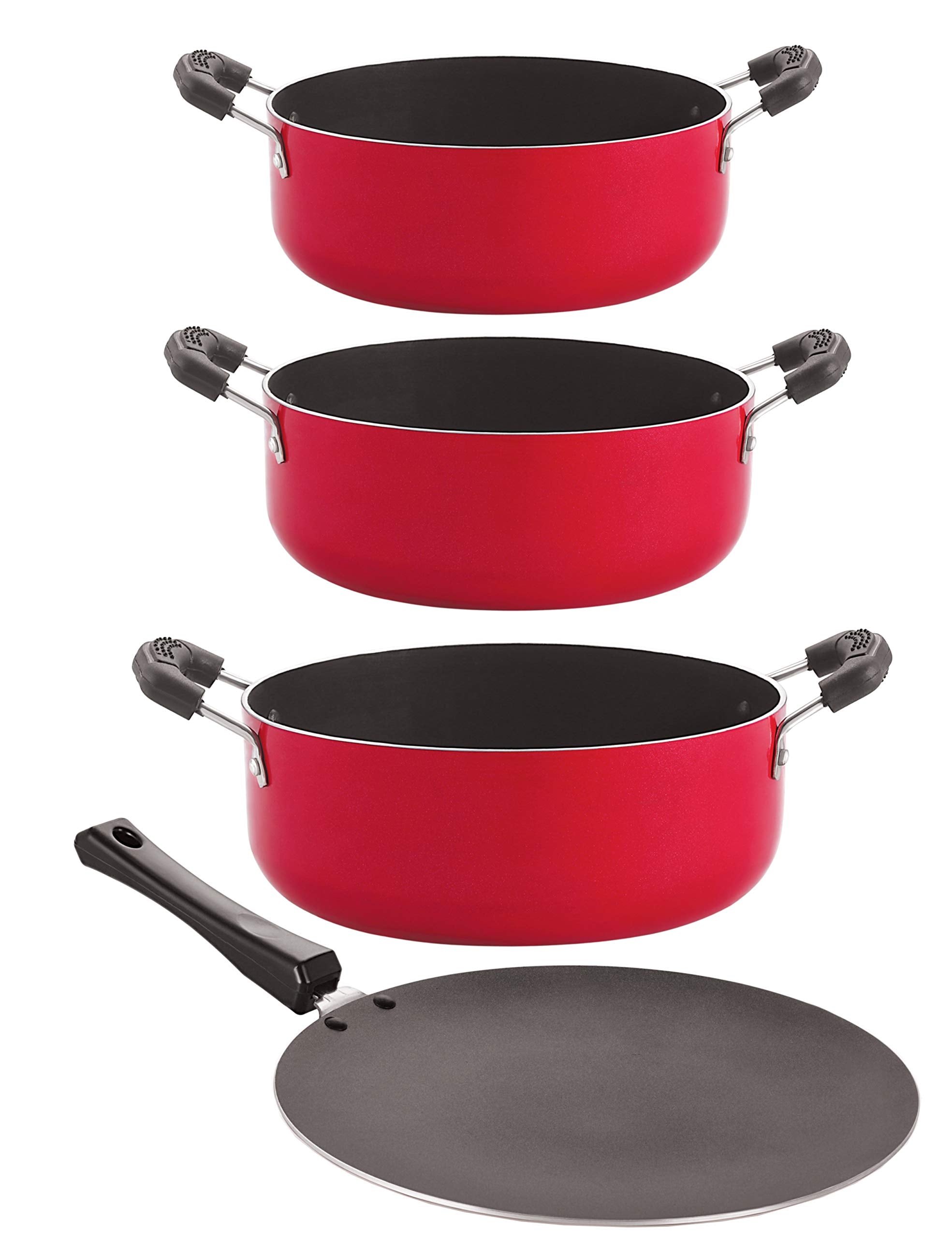 Nirlon NonToxic Oil Free NonStick Cookware Essential Combo Set With Bakelite Handle (Ct11_Cs20_Cs26_Cs24)