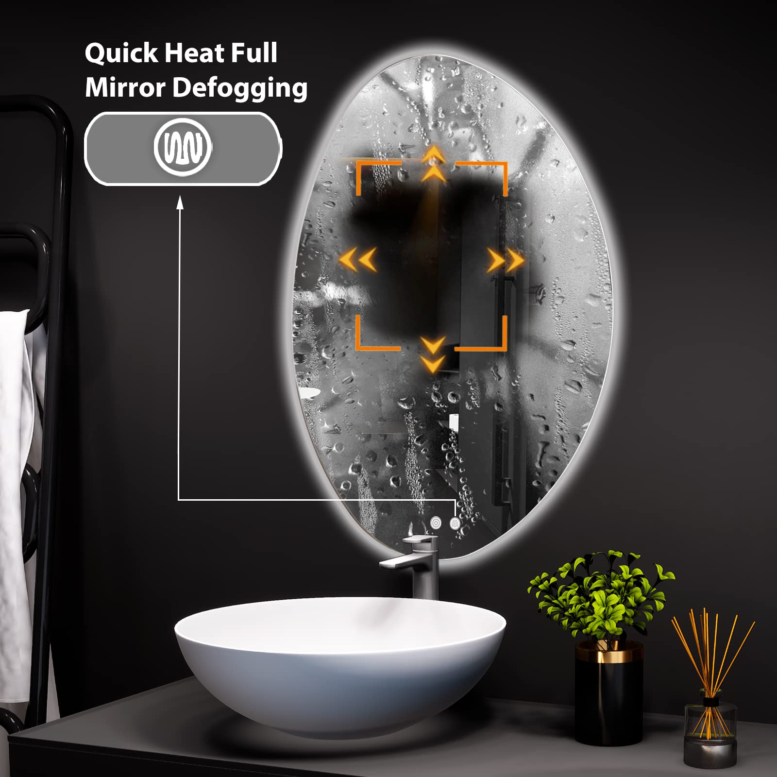 Wallbeyond Led Bathroom Mirror With Lights, 24 X 32 Inch Led Bathroom Vanity Mirror For Wall, Anti Fog Mirror For Bathroom, 3 Co