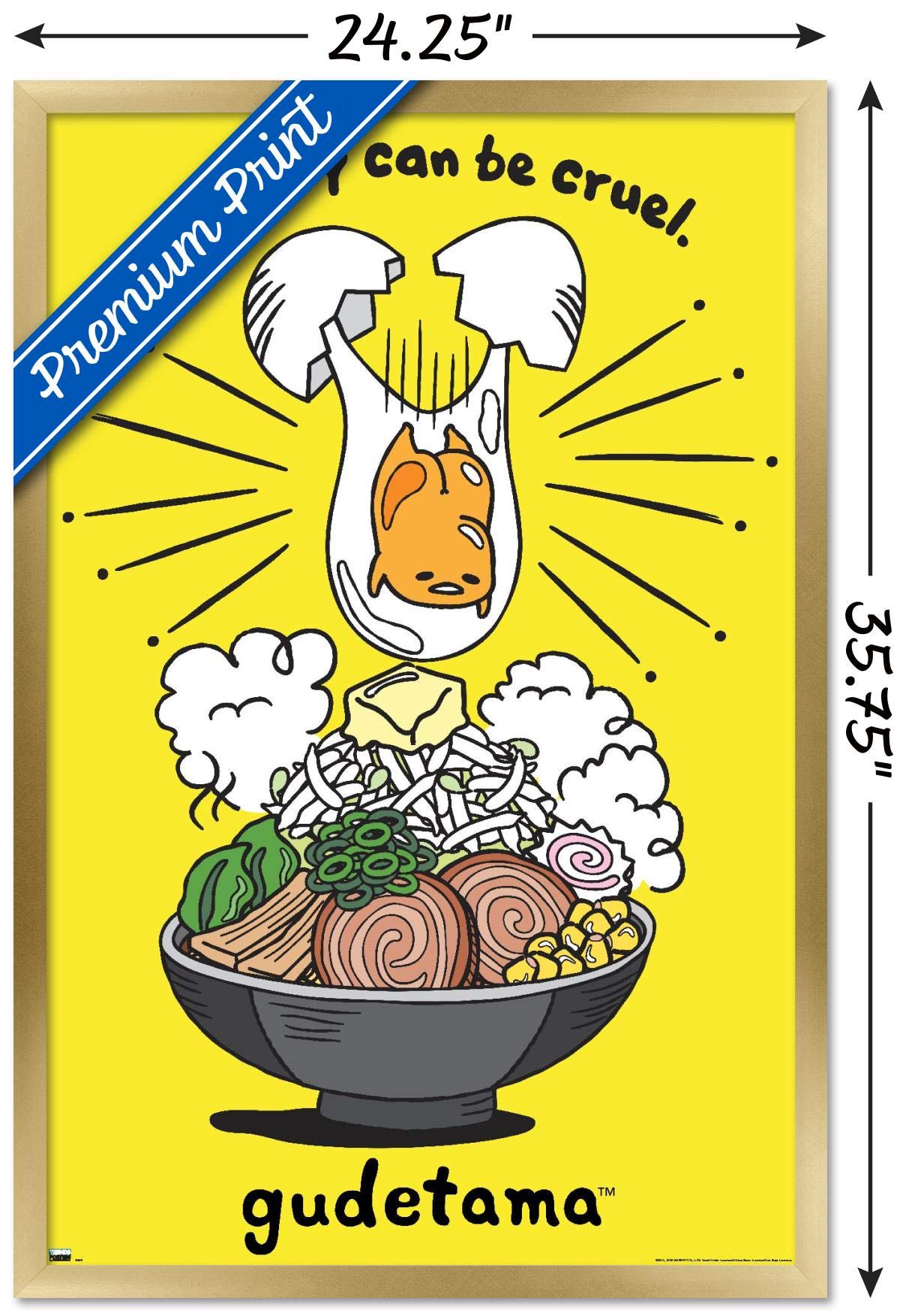 Trends International Gudetama - Gravity Wall Poster, 22.375'' X 34'', Gold Framed Version