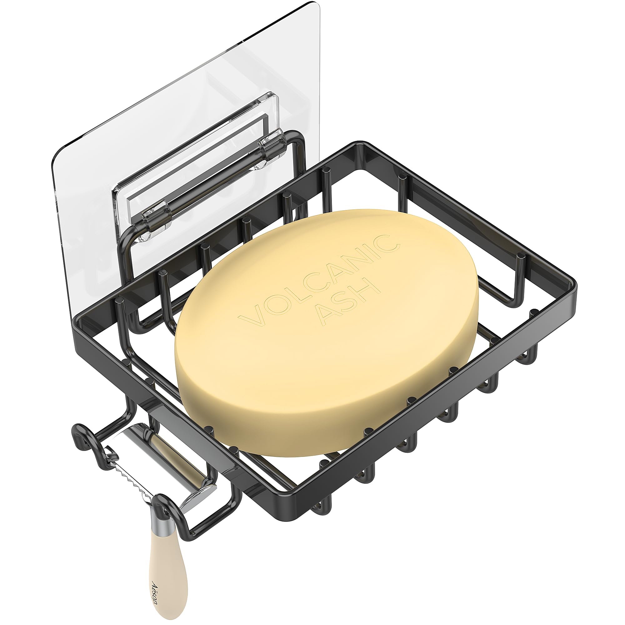 Moforoco Soap Dish, Soap Bar Holder For Shower, No Drilling Bathroom Accessories, Wall Mounted Soap Holder With Hooks And Razor