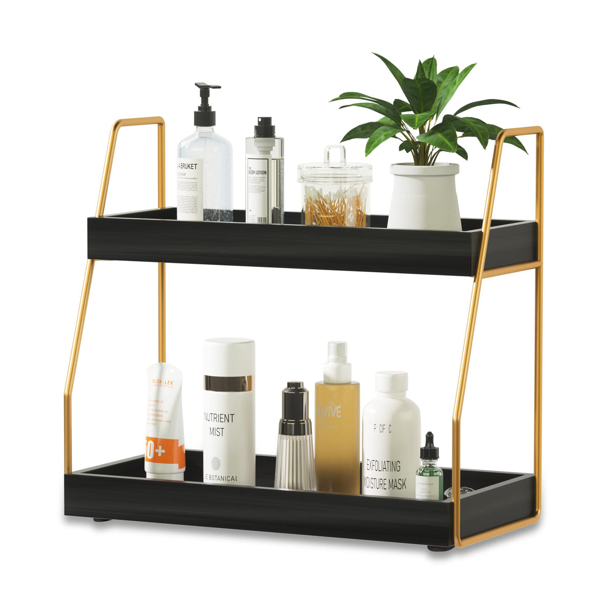 Zgo 2-Tier Bathroom Counter Organizer, Wood Bathroom Organizer Countertop Vanity Organizer Bathroom Tray, Kitchen Countertop Org