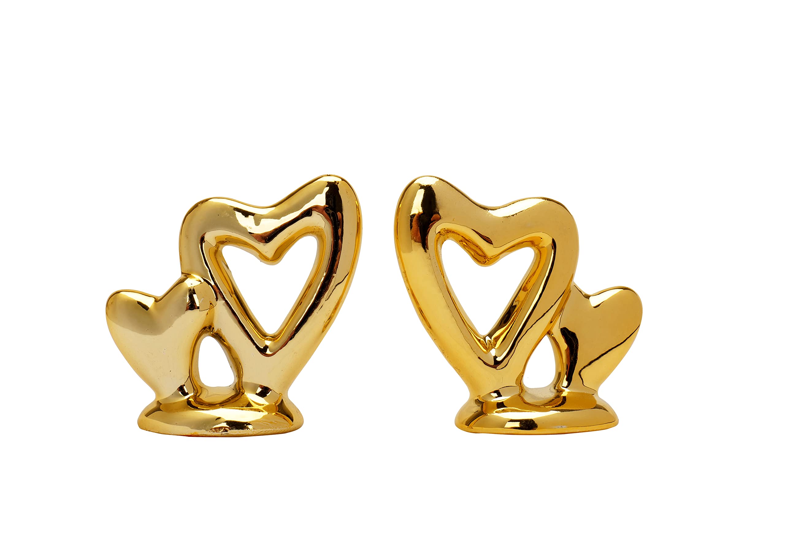 Dawbun Gold Small Animal Statue Heart Statue Decor Modern Style Ceramic Gold Heart Animal Figurines Statues for Home Decor Accen