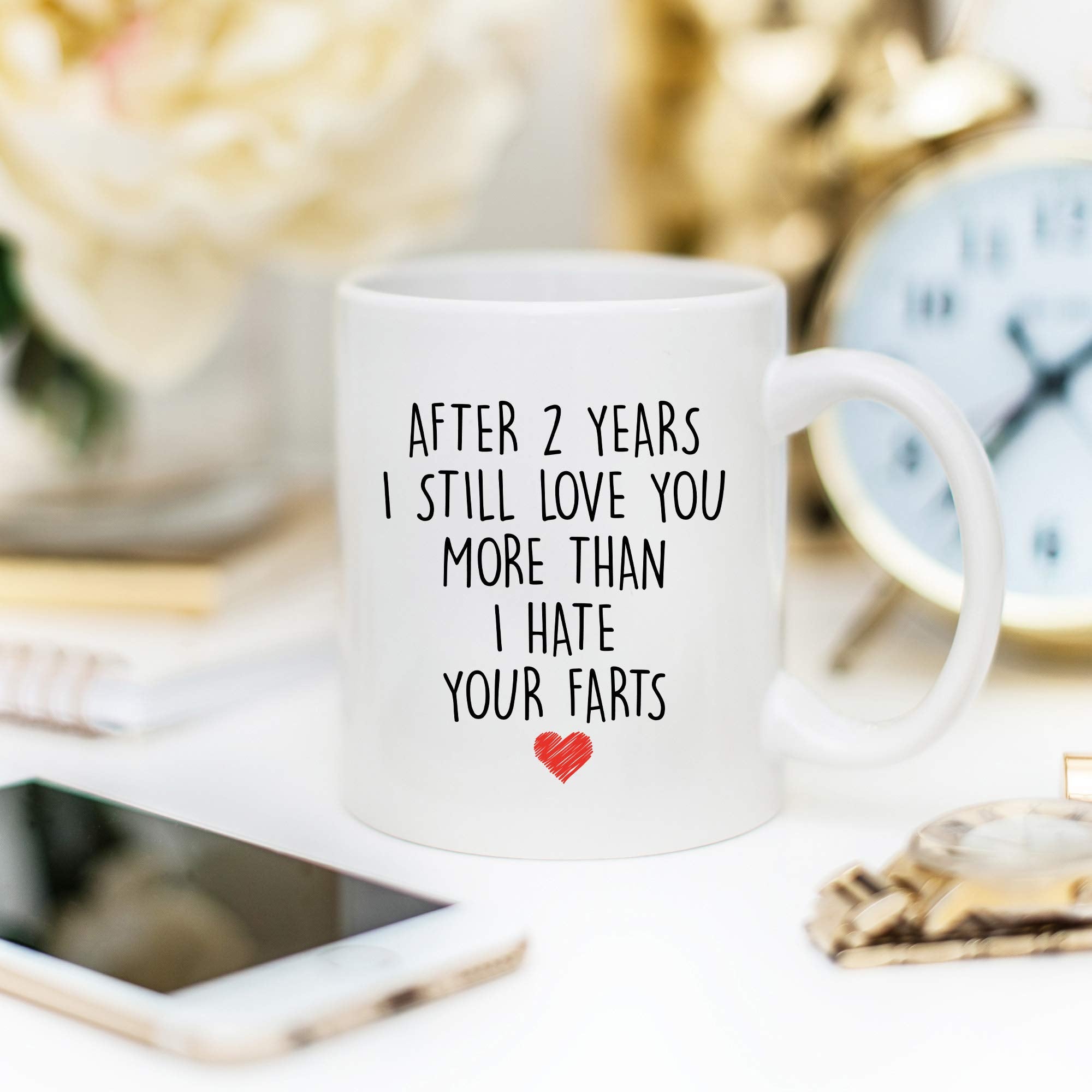 YouNique Designs 2 Year Anniversary Mug, 11 Ounces, Two Year Anniversary Coffee Mug for Him, 2 Year Anniversary Cup for Boyfrien